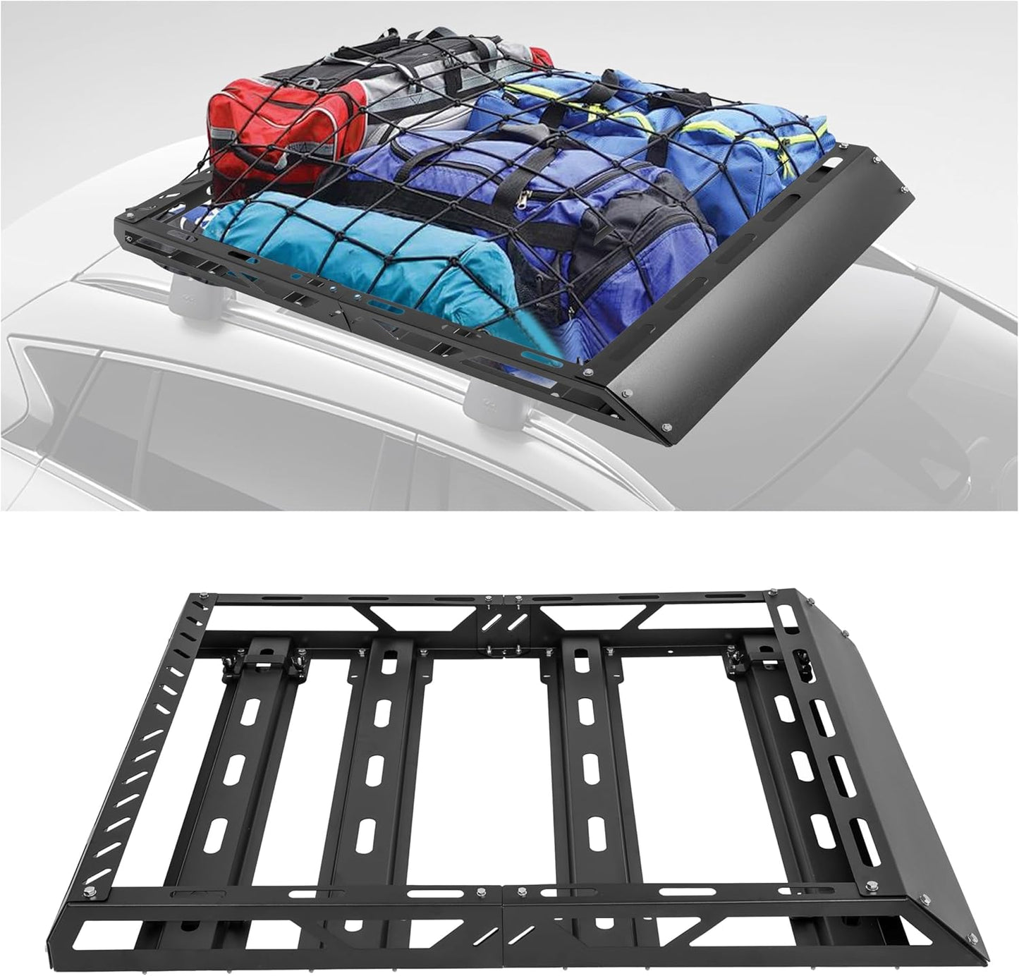 ECOTRIC Roof Rack Cargo Basket for Car SUV Pickup Truck