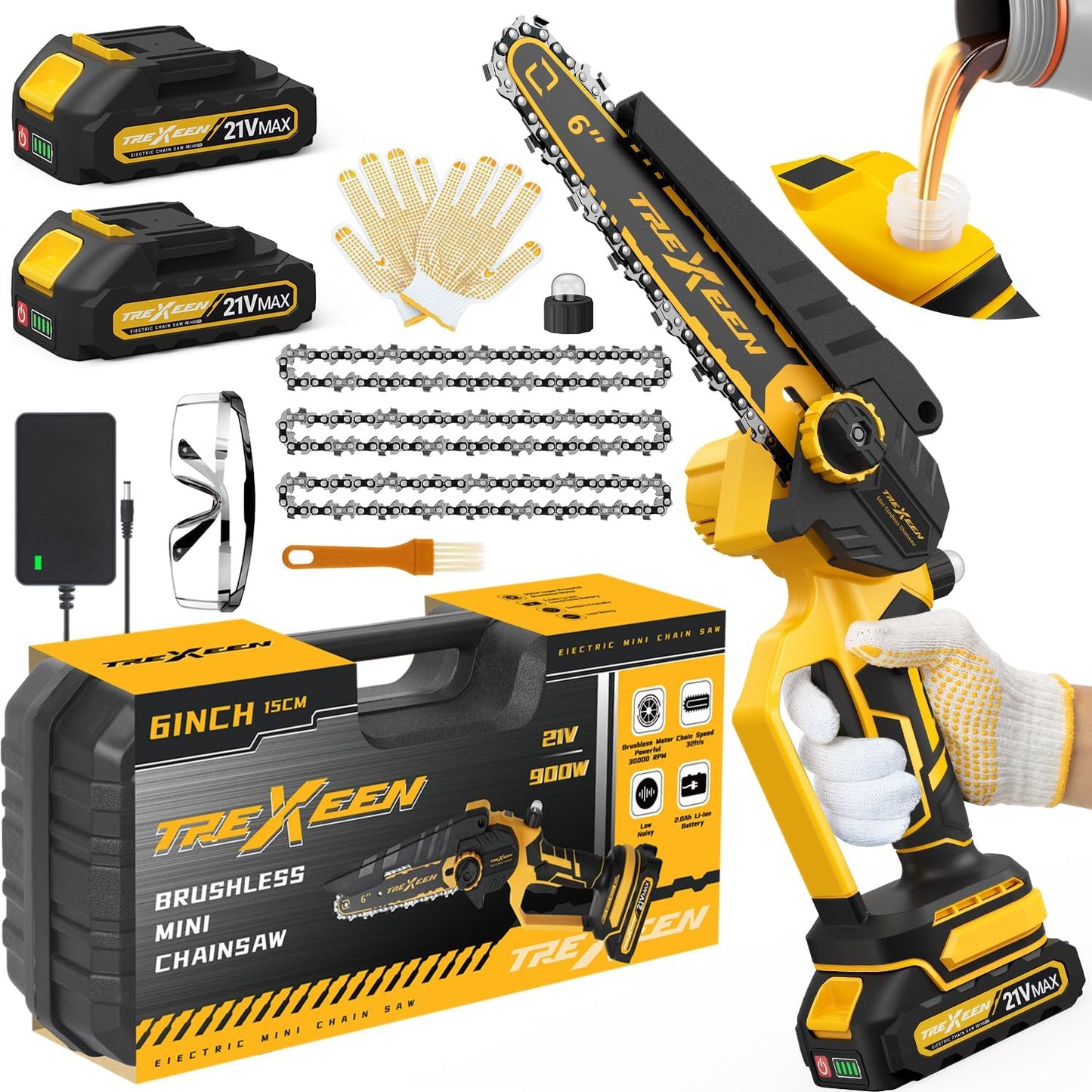Powerful 6-Inch Mini Chainsaw for Efficient Wood Cutting