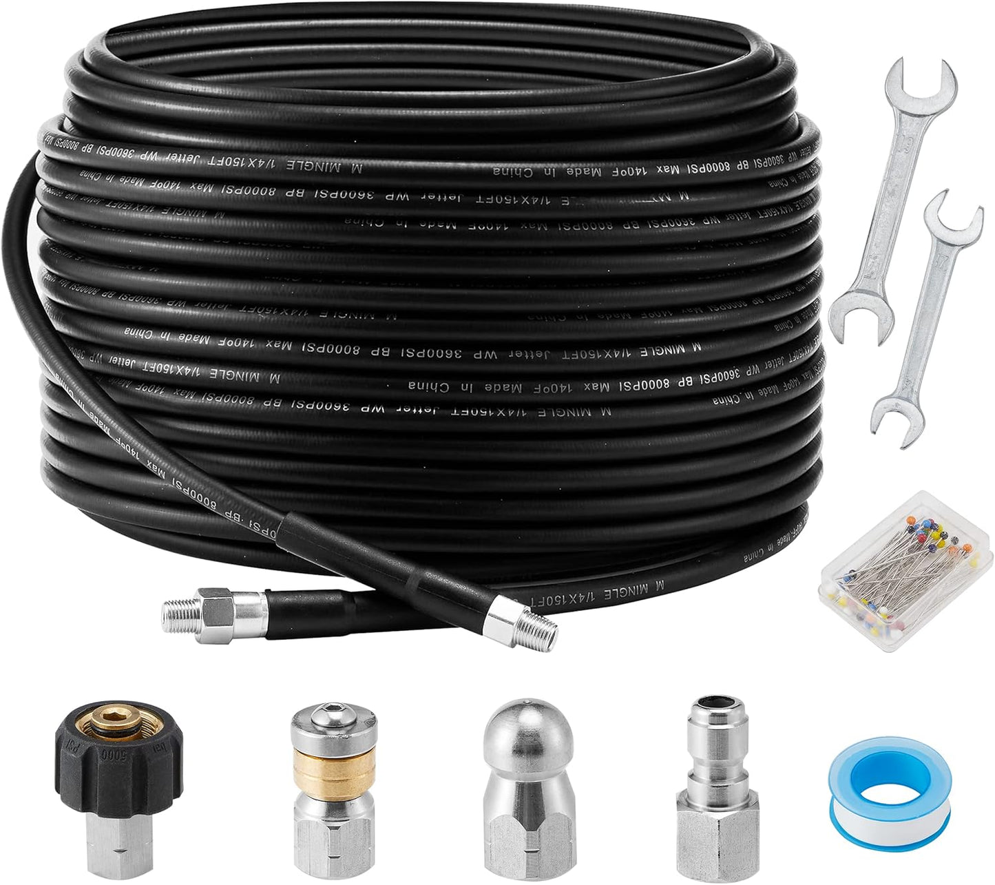 M MINGLE 150 Feet Sewer Jetter Kit for Effective Drain Cleaning