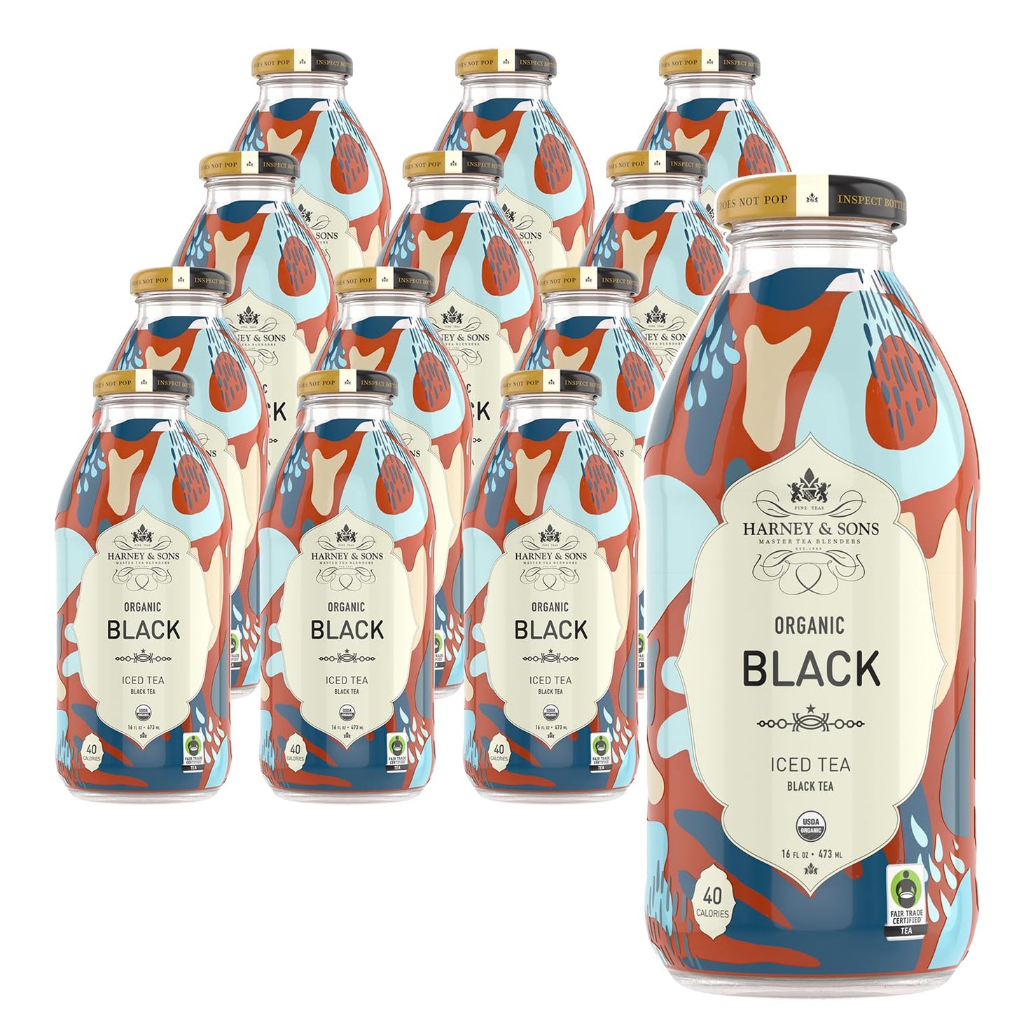Harney & Sons Organic Black Iced Tea in Glass Bottles, 16 oz