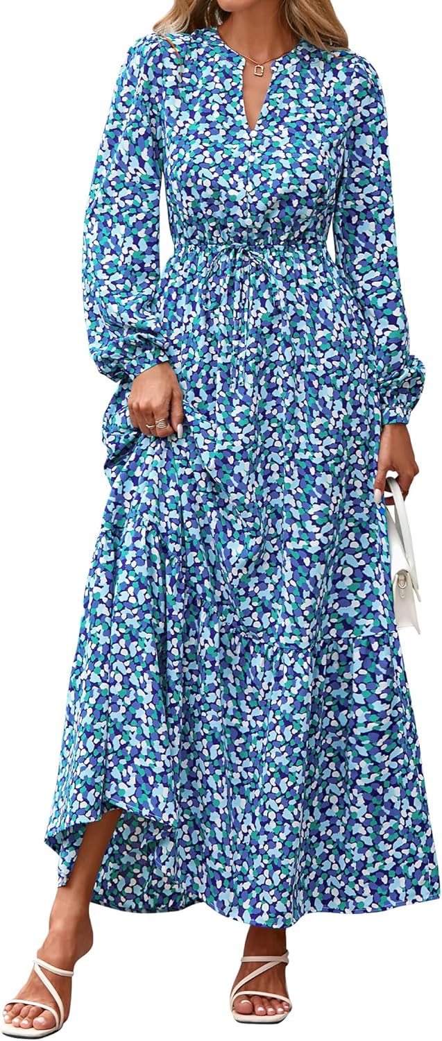 BTFBM Women Boho Maxi Dress for Fall Fashion with Pockets