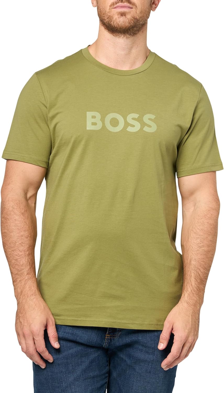 BOSS Mens Big Logo Cotton T-Shirt for Ultimate Comfort and Style