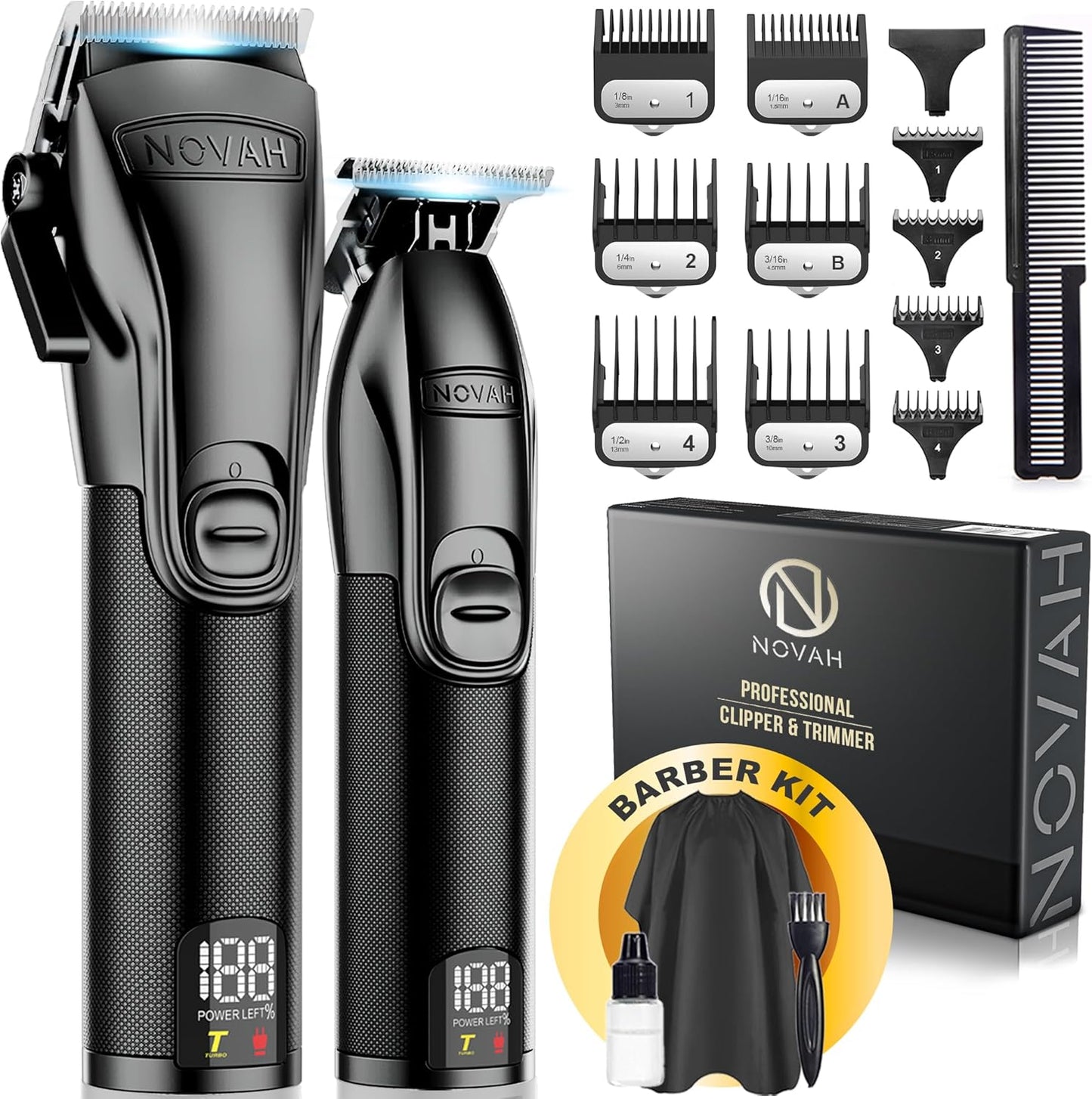 Novah Professional Hair Clippers for Men - Ultimate Barber Kit