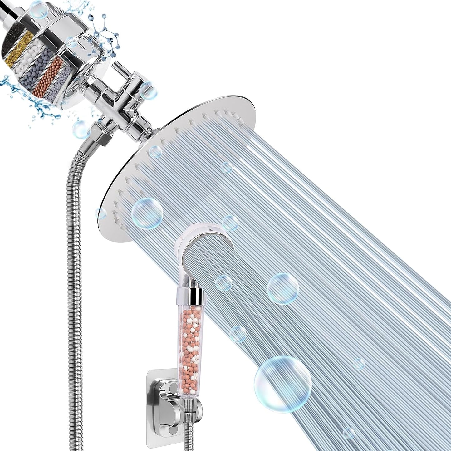HarJue High Pressure 8 Inch Rainfull Filter Shower Head Combo
