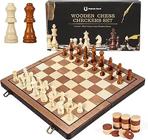 Magnetic Chess Set with Collapsible Board for Easy Travel
