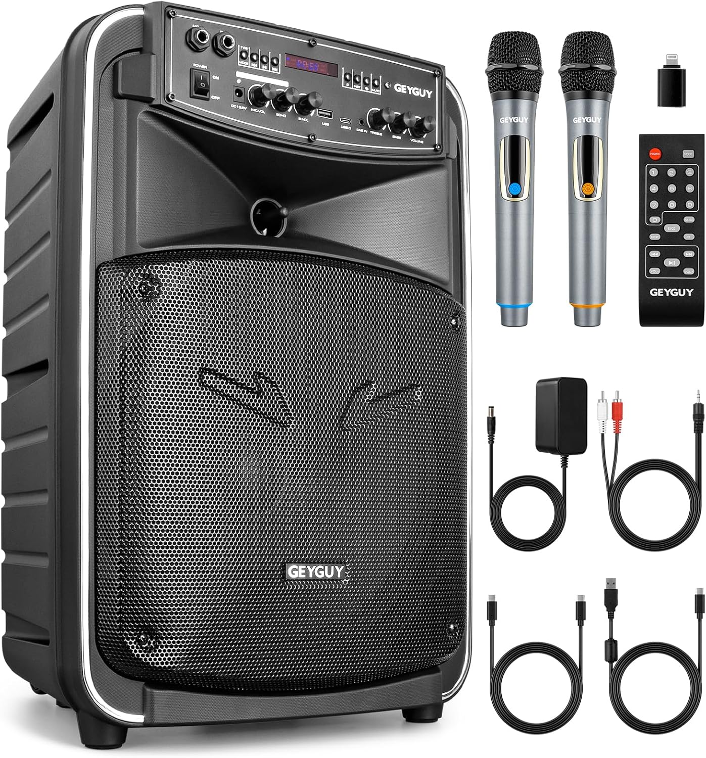 GEYGUY 12 Portable Bluetooth Speaker with 2 Mics
