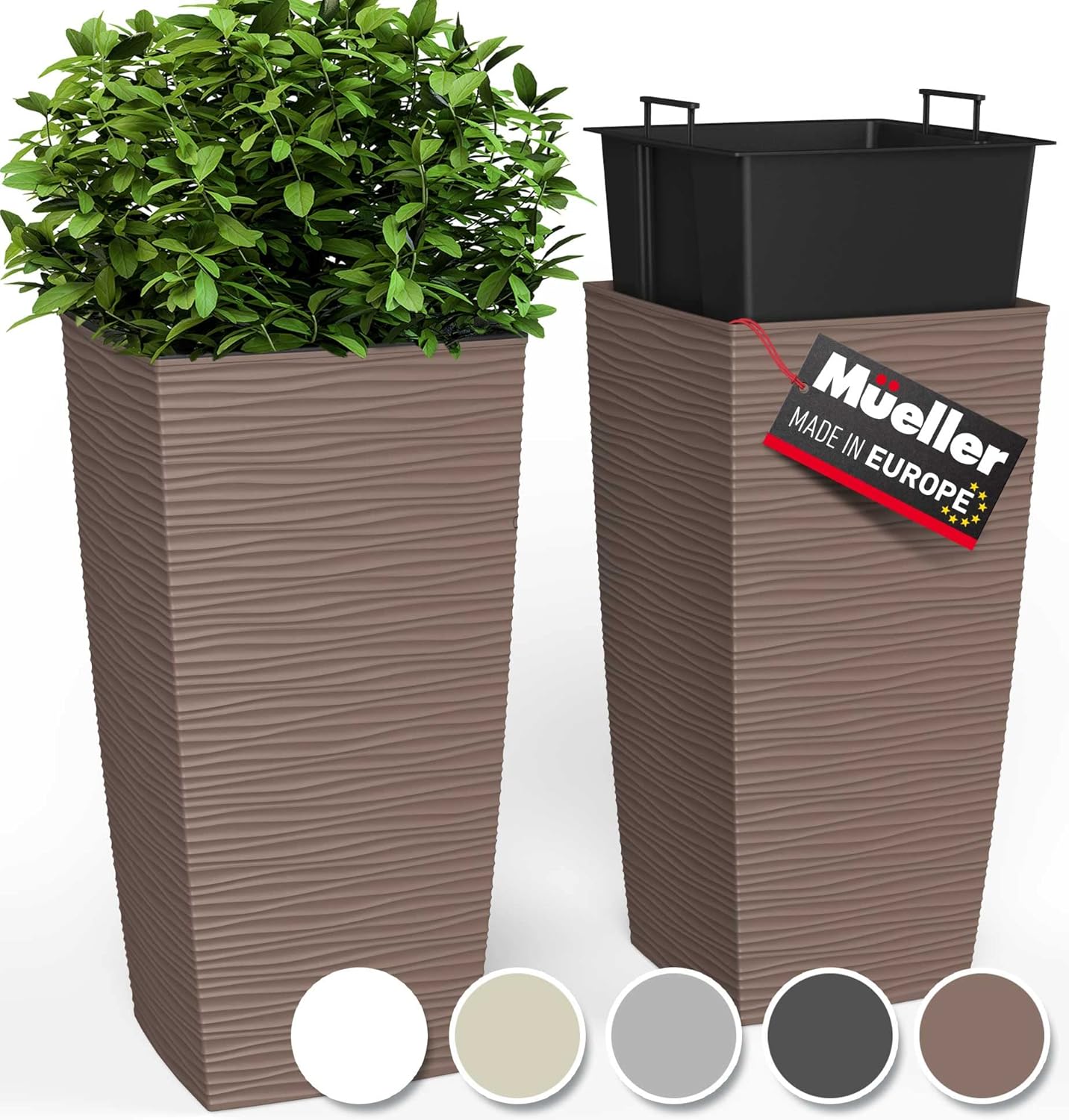 Mueller M-Resin Heavy Duty Tall Planters for Indoor and Outdoor