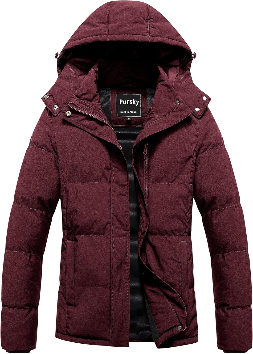 Pursky Waterproof Thicken Coat with Removable Hood