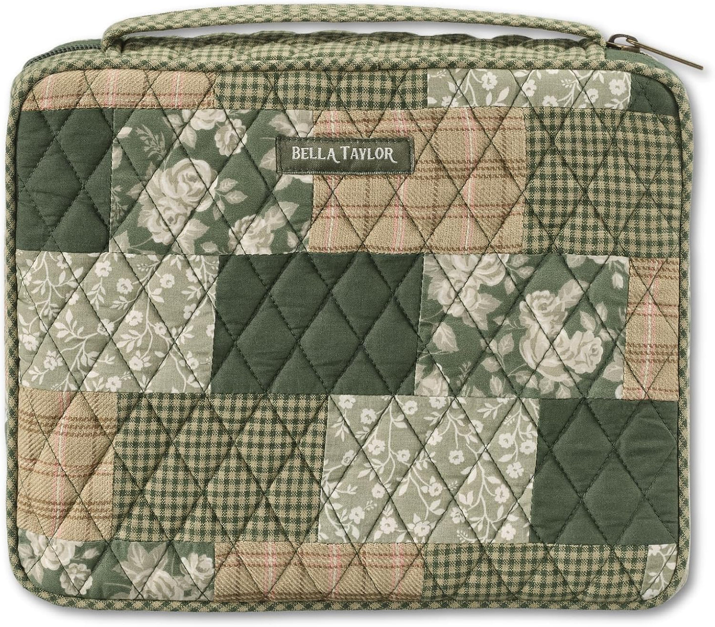 Quilted Bible Cover for Women - Heirloom Rose Patchwork Design