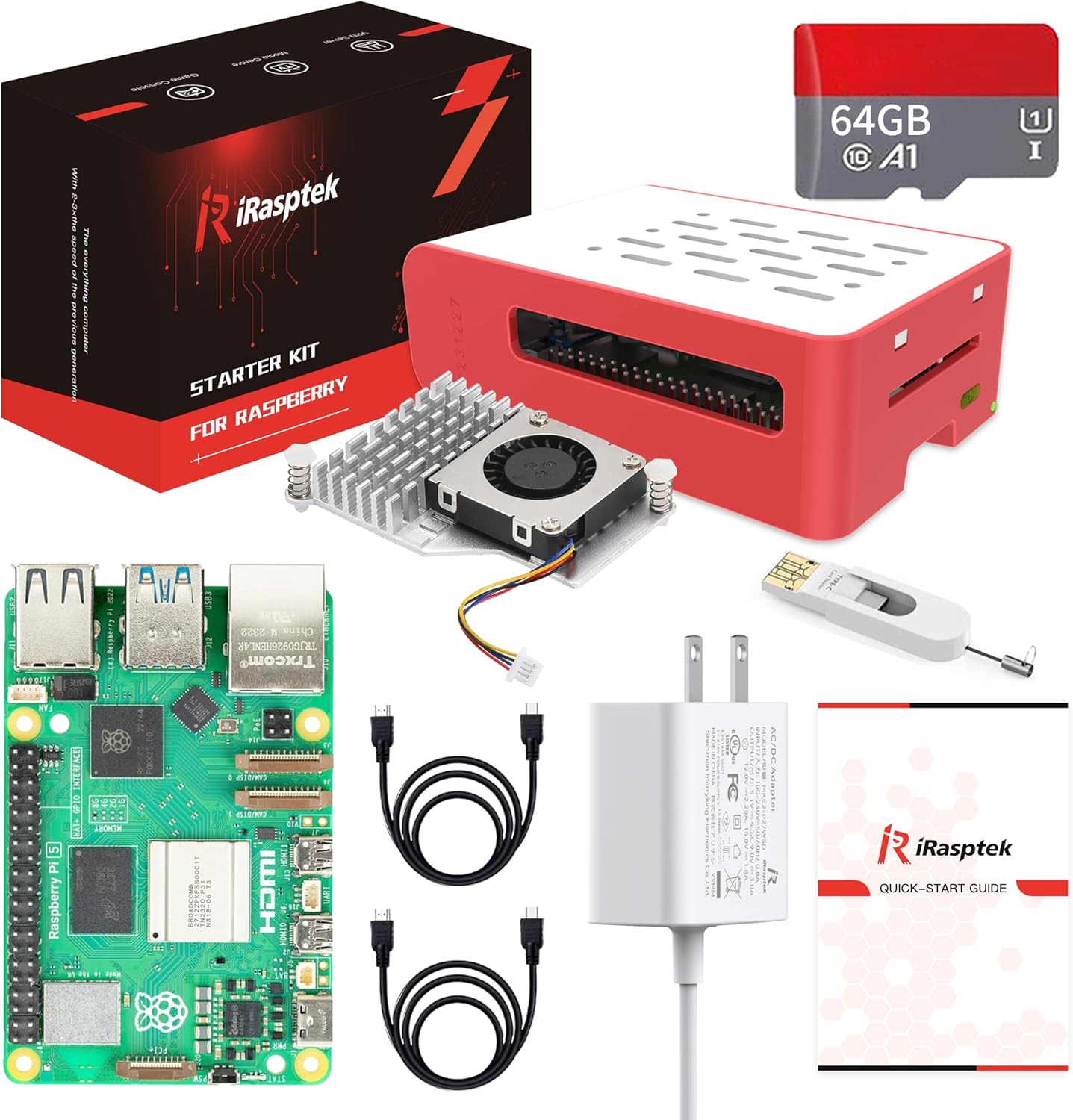 iRasptek Starter Kit for Raspberry Pi 5 with 8GB RAM and OS