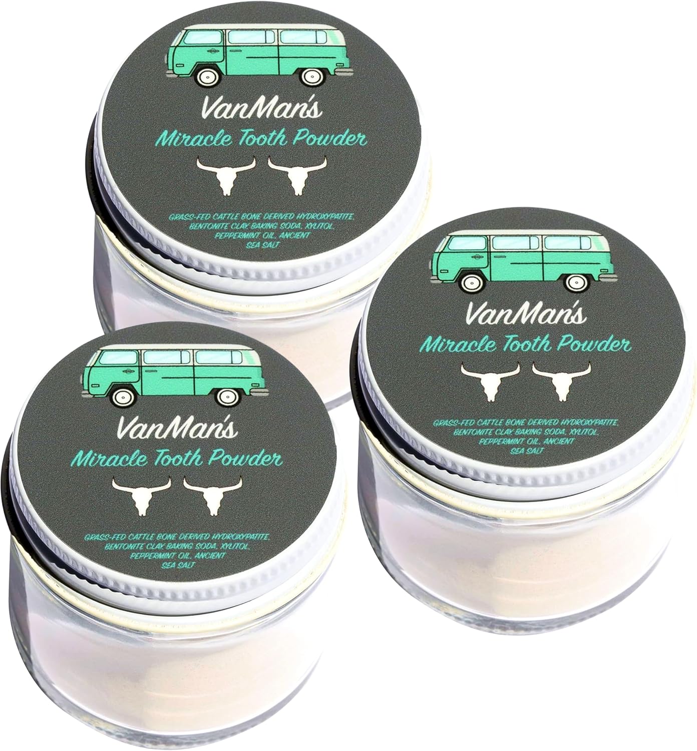 Vanmans Mint and Bone Tooth Powder for Stronger Teeth and Enamel