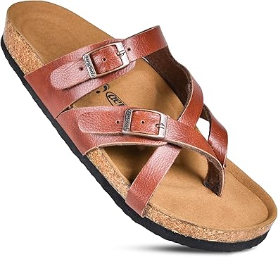 AEROTHOTIC Memory Foam Cork Footbed Slides for Women Sandals