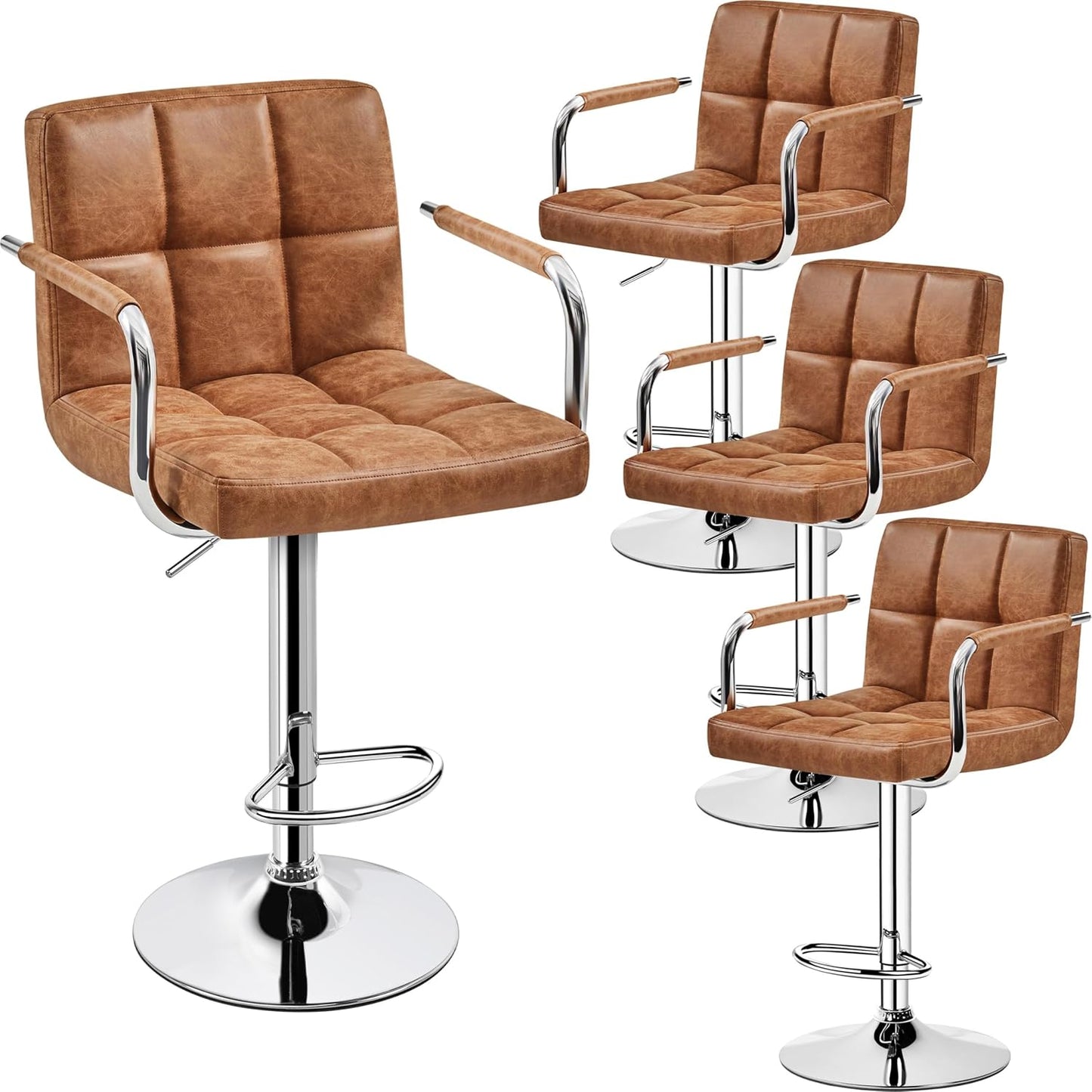 Yaheetech Bart Stools Set of 4 with Adjustable Height and Armrests