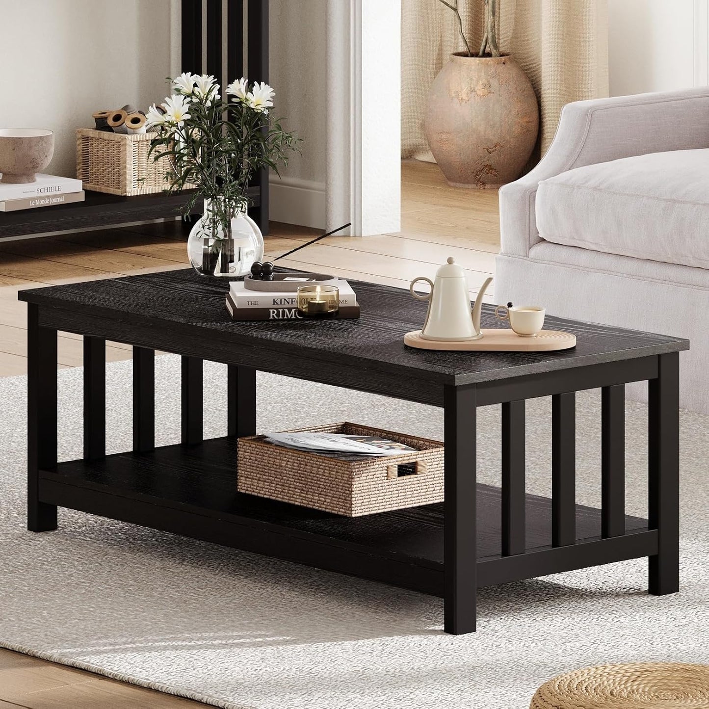 ChooChoo Mission Coffee Table with Shelf for Living Room Style