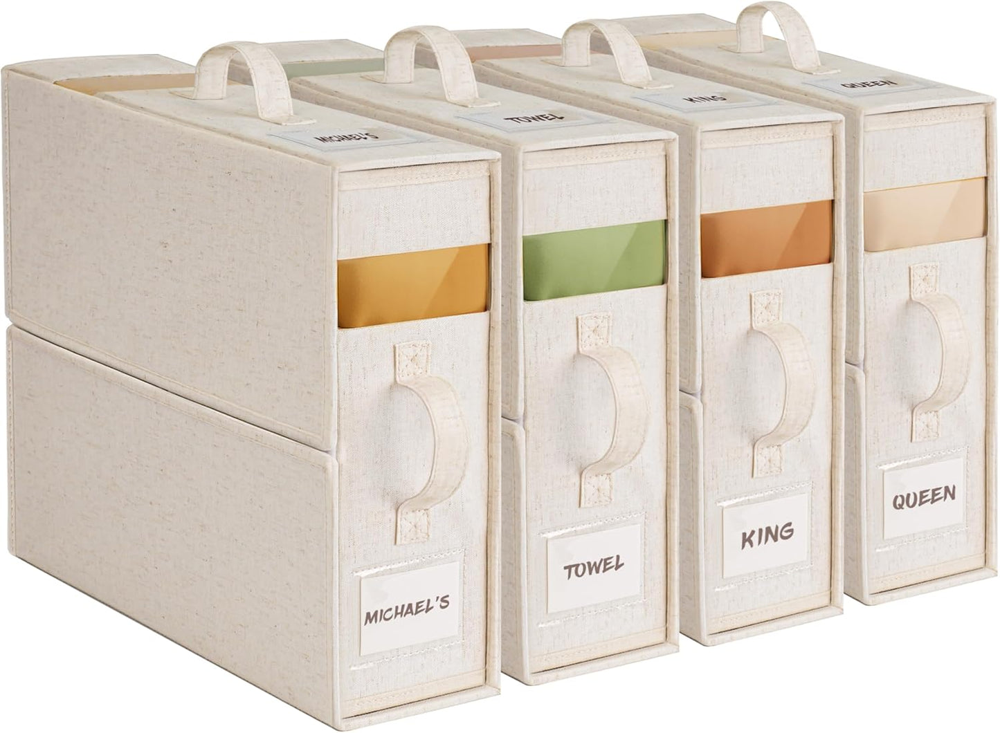 4Pack Linen Sheet Organizers for King/Queen Bedding Storage