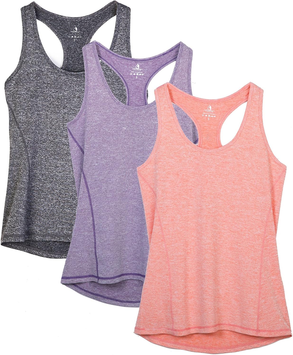 3-Pack Women's Racerback Tanks for Active Workouts