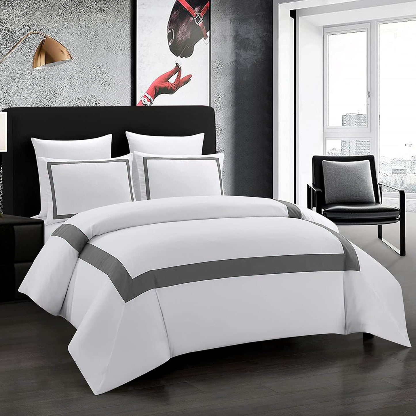 OSVINO Hotel Duvet Cover Set King Size Ultra Soft Microfiber