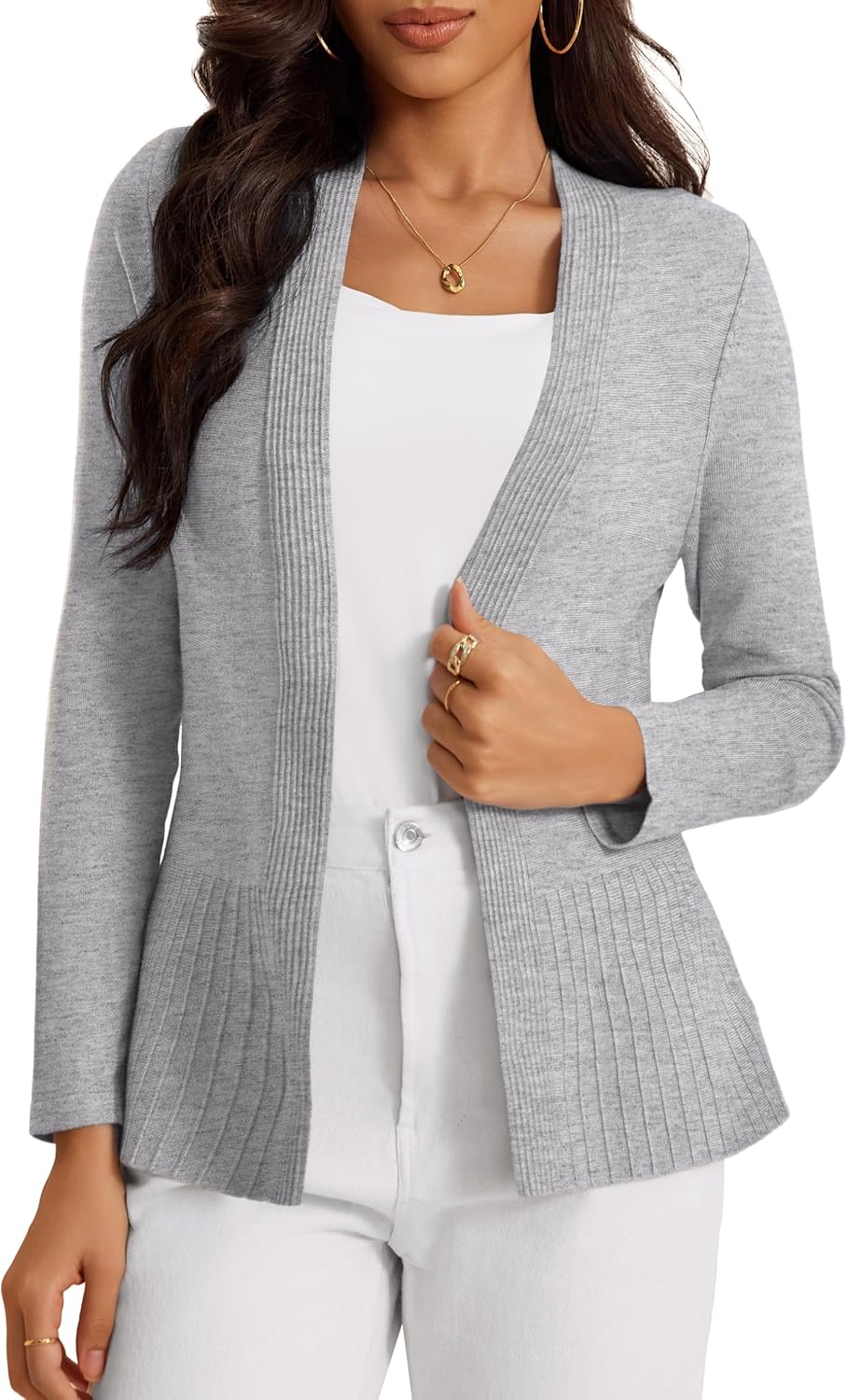Women's Casual Open Front Sweater Long Sleeve Cardigan