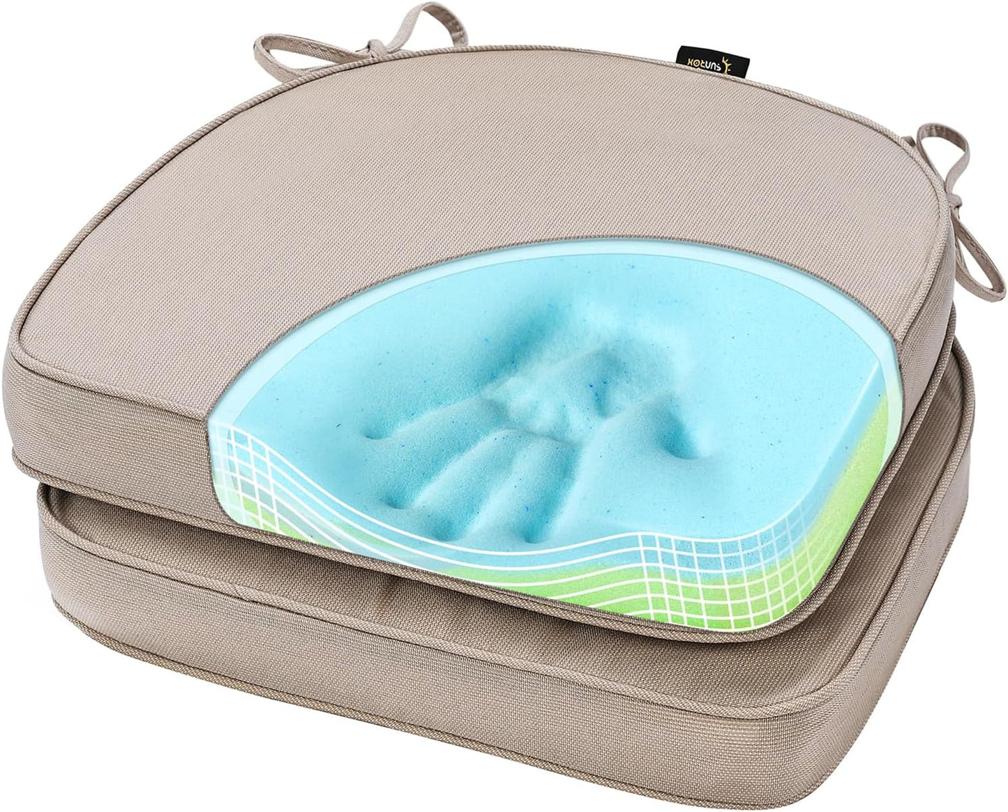 SUNROX Gel Memory Foam Chair Cushions for Indoor and Outdoor Use