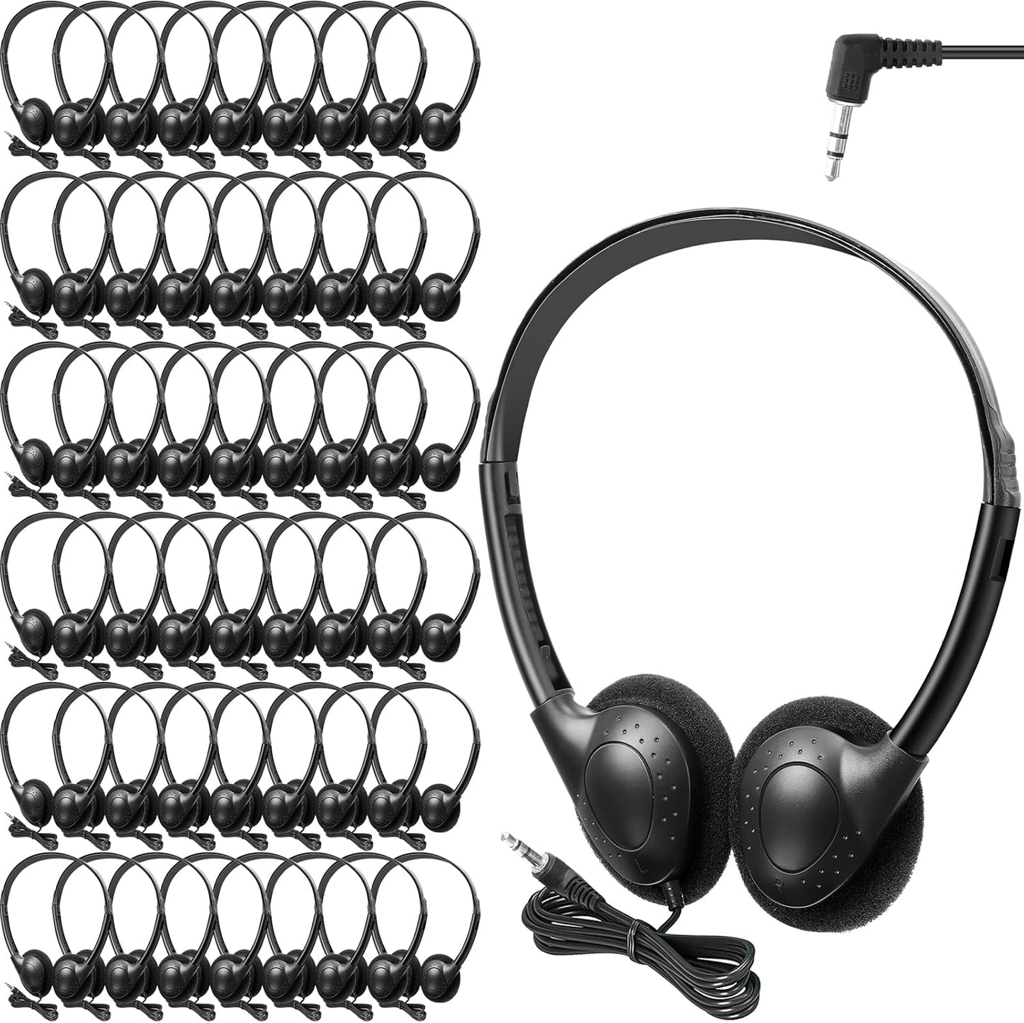 48 Pack Classroom Headphones Wired Stereo Headset for Kids