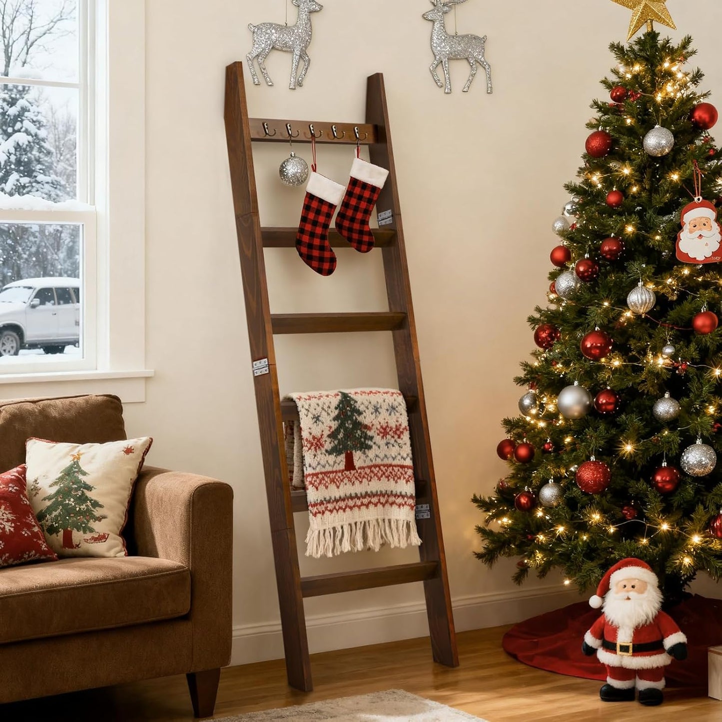 Stylish 6-Tier Blanket Ladder for Cozy Living Room Decor