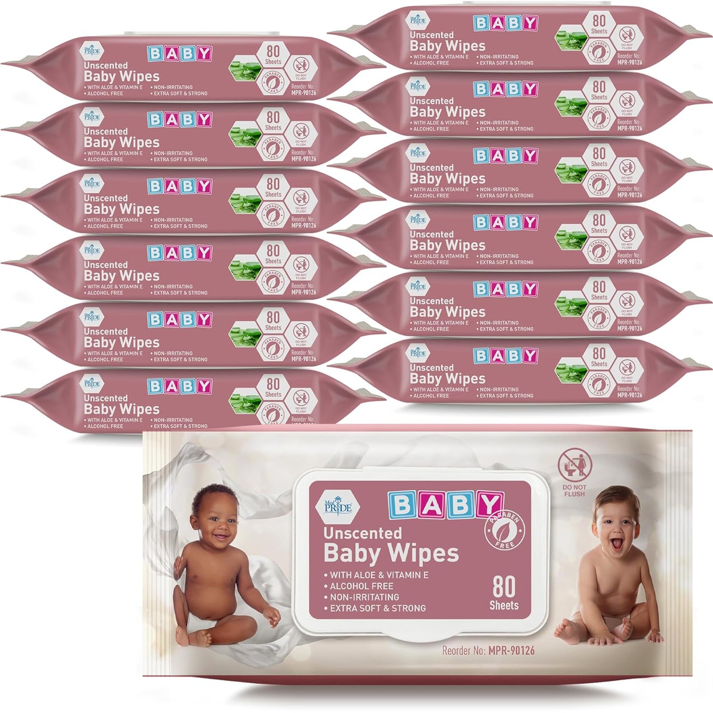 Med Pride Soothing Baby Wipes, 960ct - Aloe & Vitamin E Infused