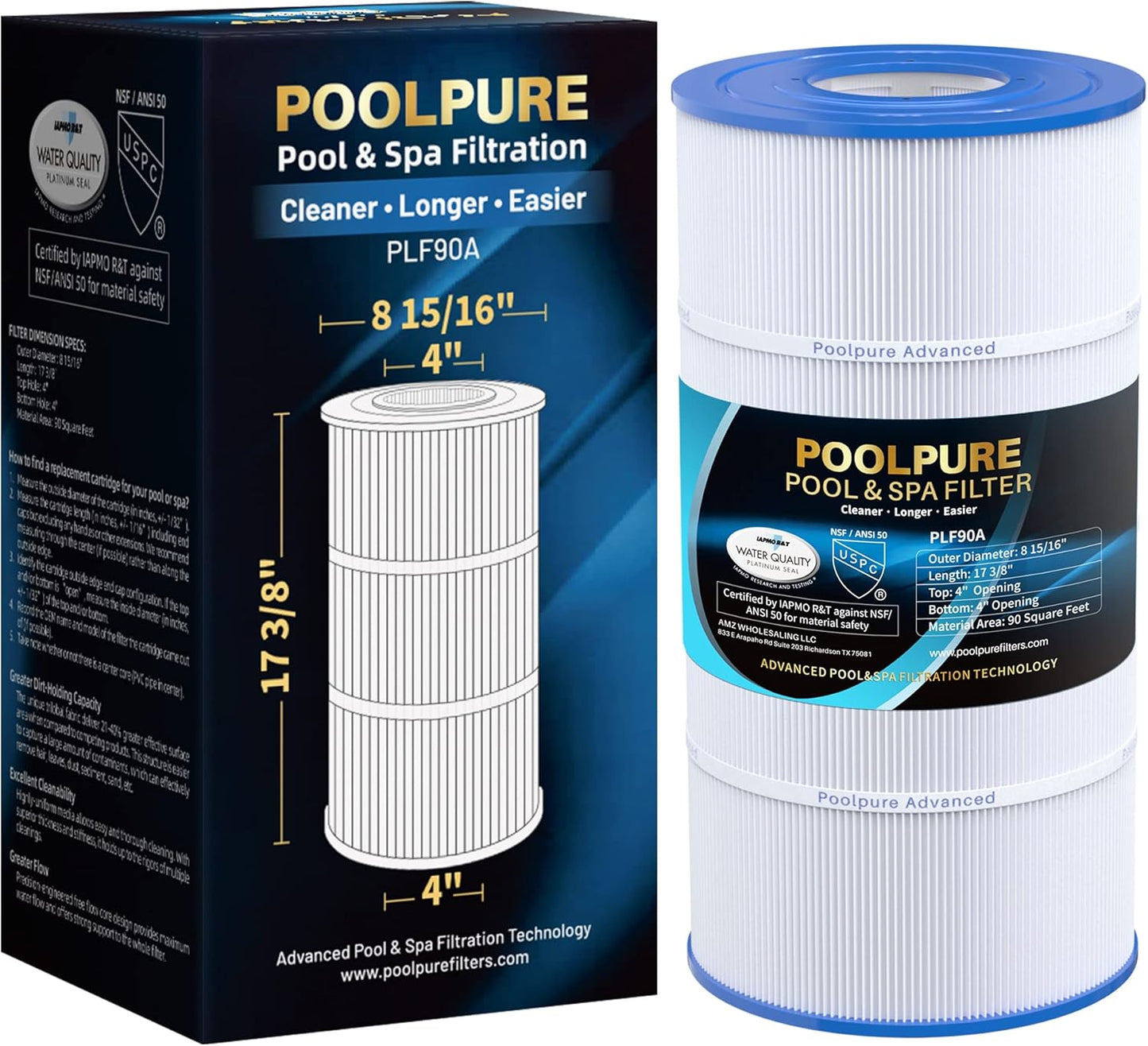 POOLPURE PLF90A Pool Filter for Hayward C900 and More