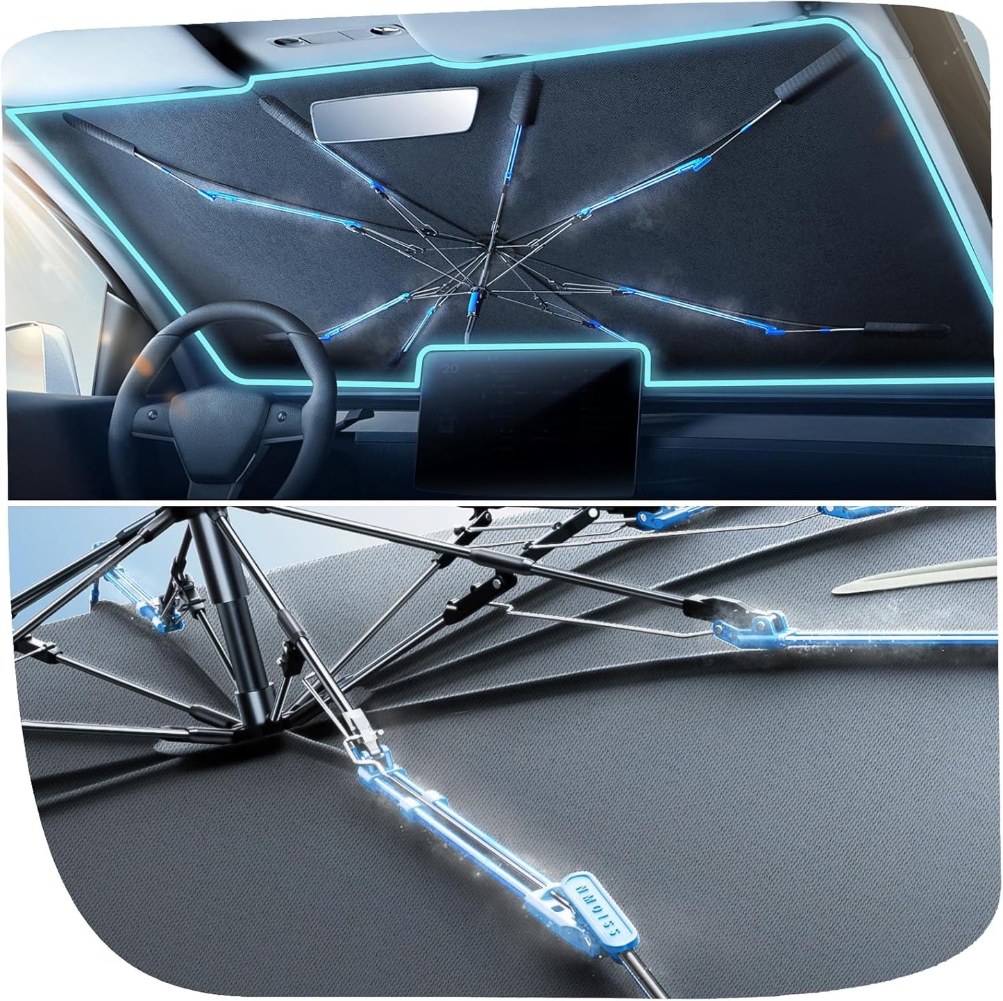 Nmoiss Windshield Sun Shade Umbrella for Ultimate UV Protection