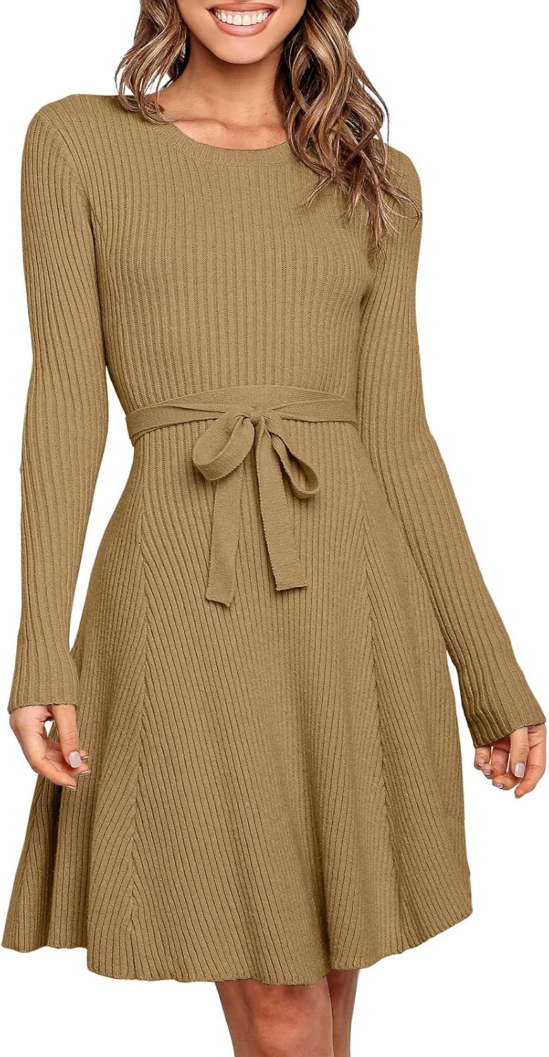 ANRABESS Women's Long Sleeve Midi Dress for Fall Fashion