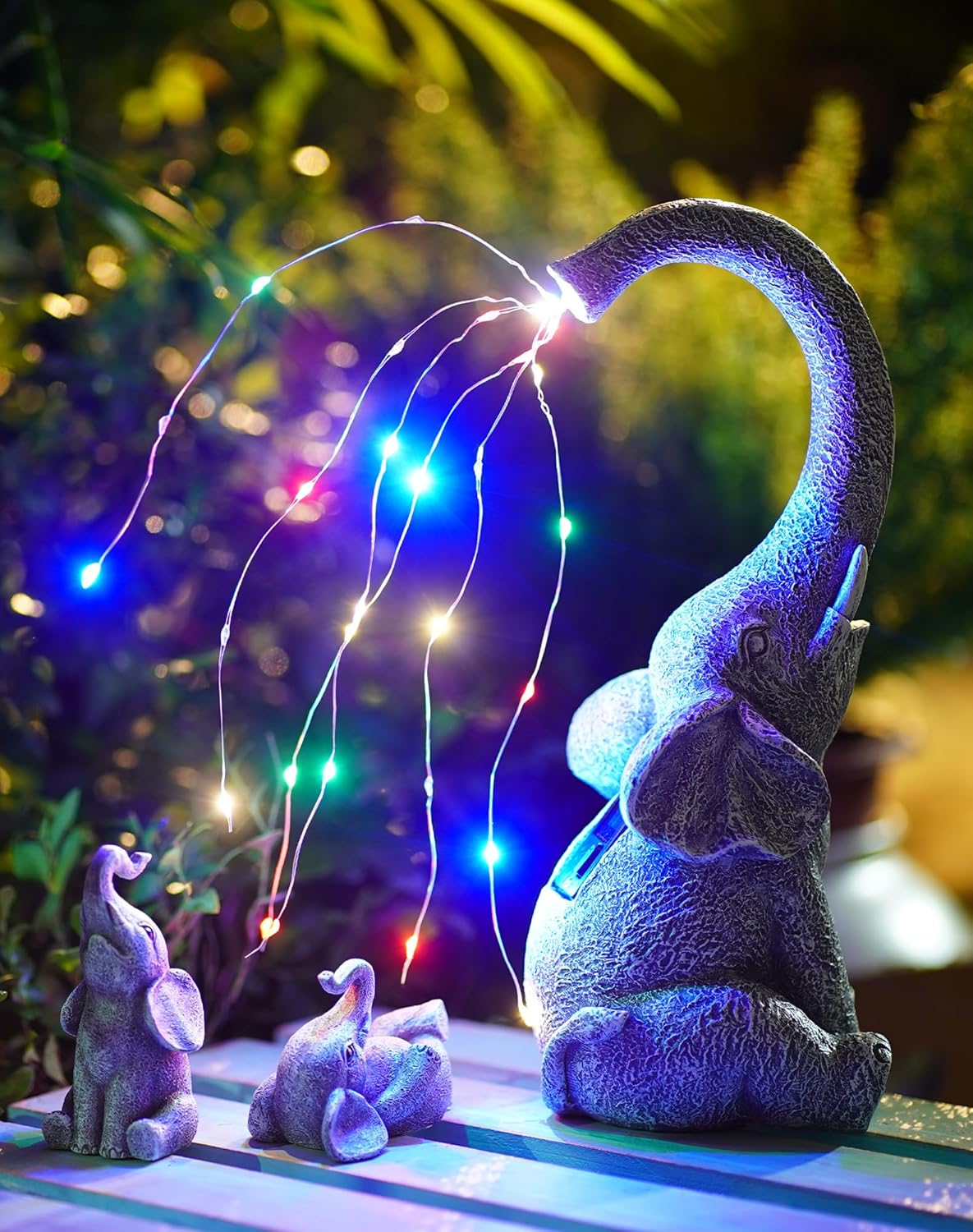 Goodeco Garden Elephant Statue with Solar Watering Lights