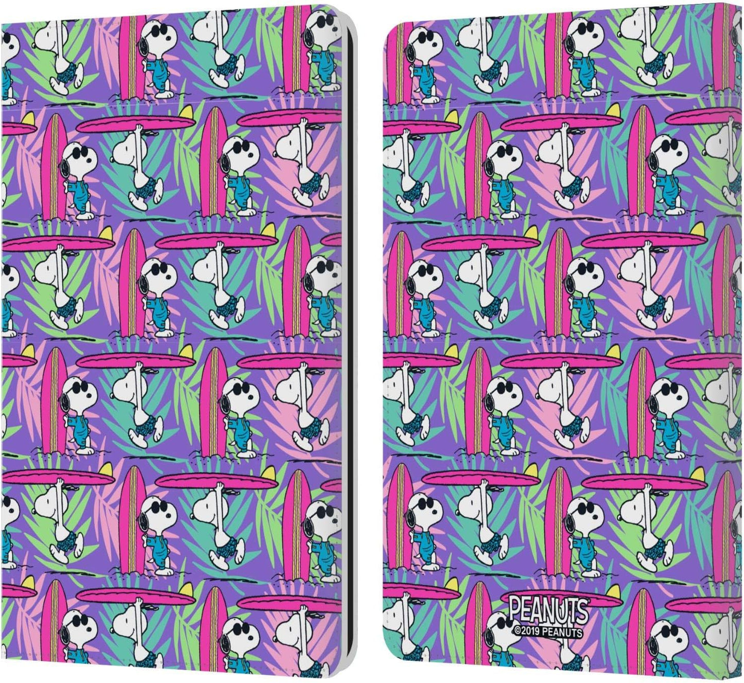 Peanuts Surf Pattern Snoopy Aloha Disco Leather Wallet Case