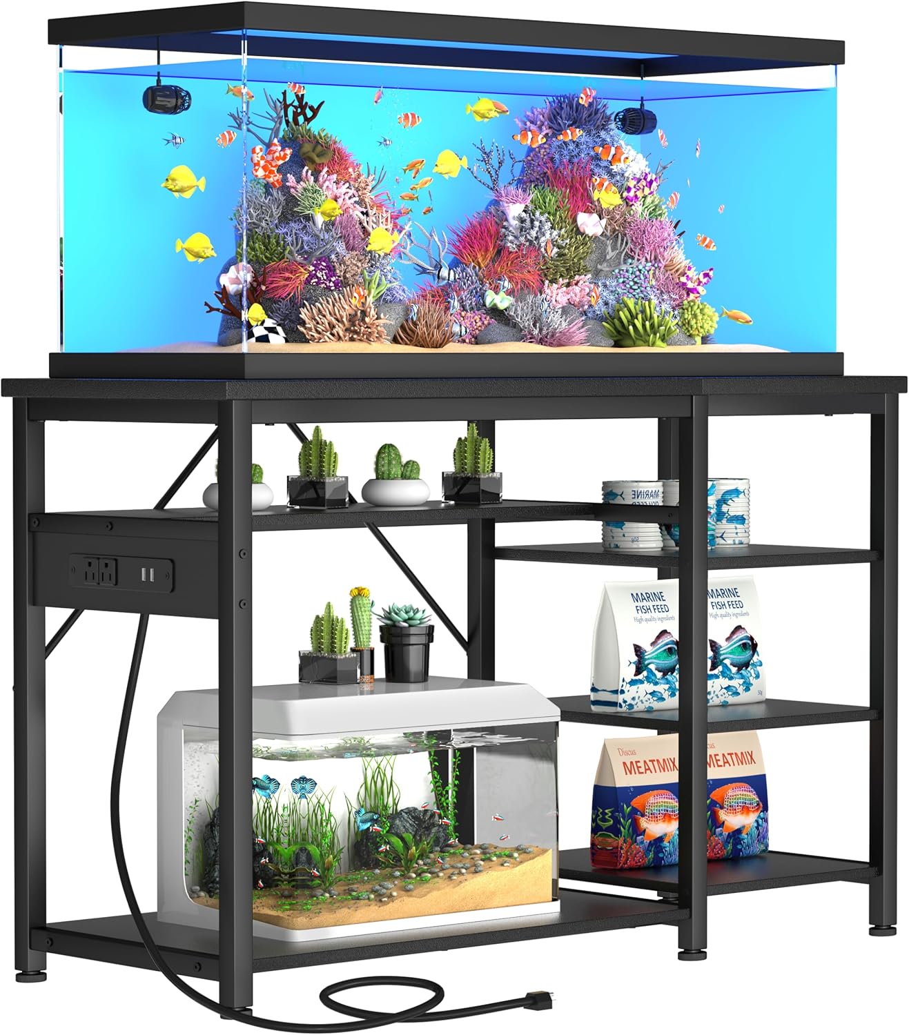GRLEAF 20-40 Gallon Aquarium Stand with Built-In Power Outlets