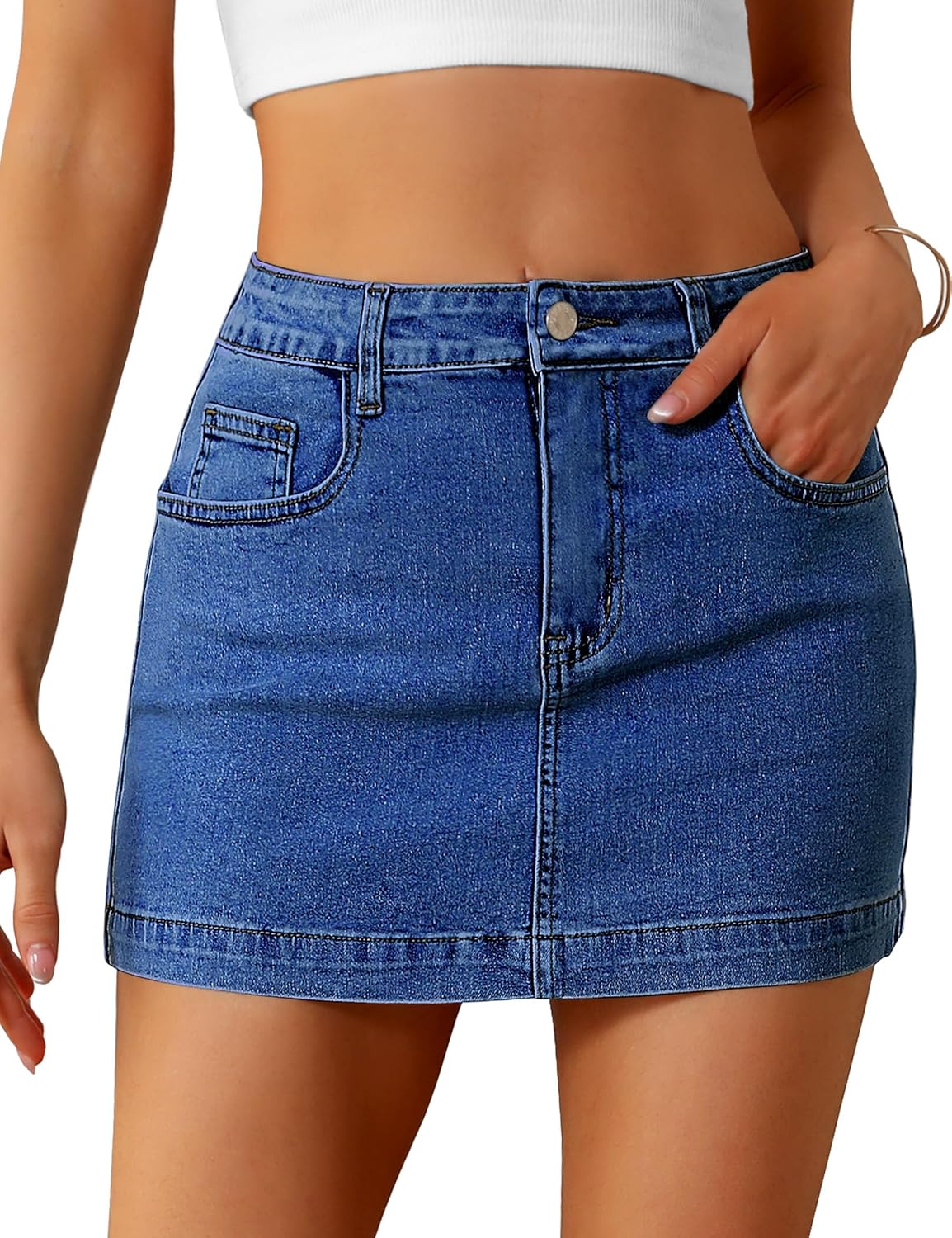 BISUAL Denim Skirt Women Casual Mini Skirt High Waisted Style