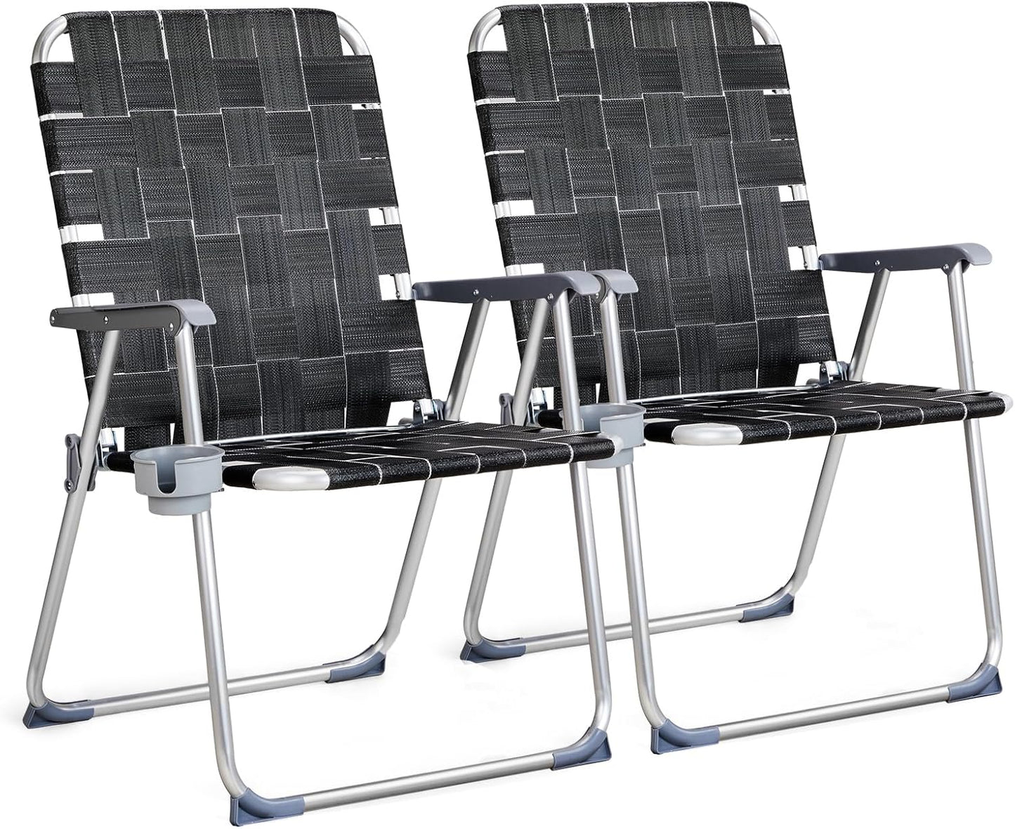 VINGLI Aluminum Oversize Folding Lawn Chairs Set for Outdoor Use