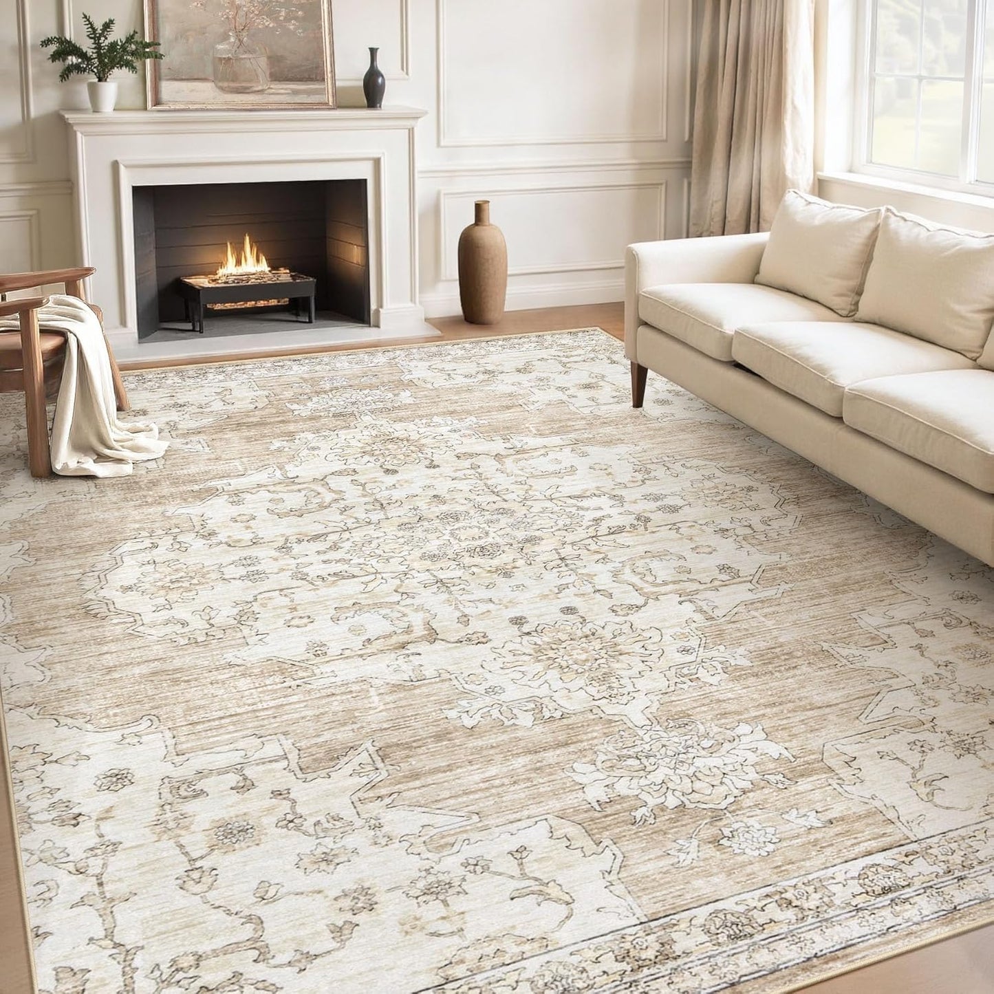 8x10 Area Rugs Washable Rug for Vintage Living Room Decor