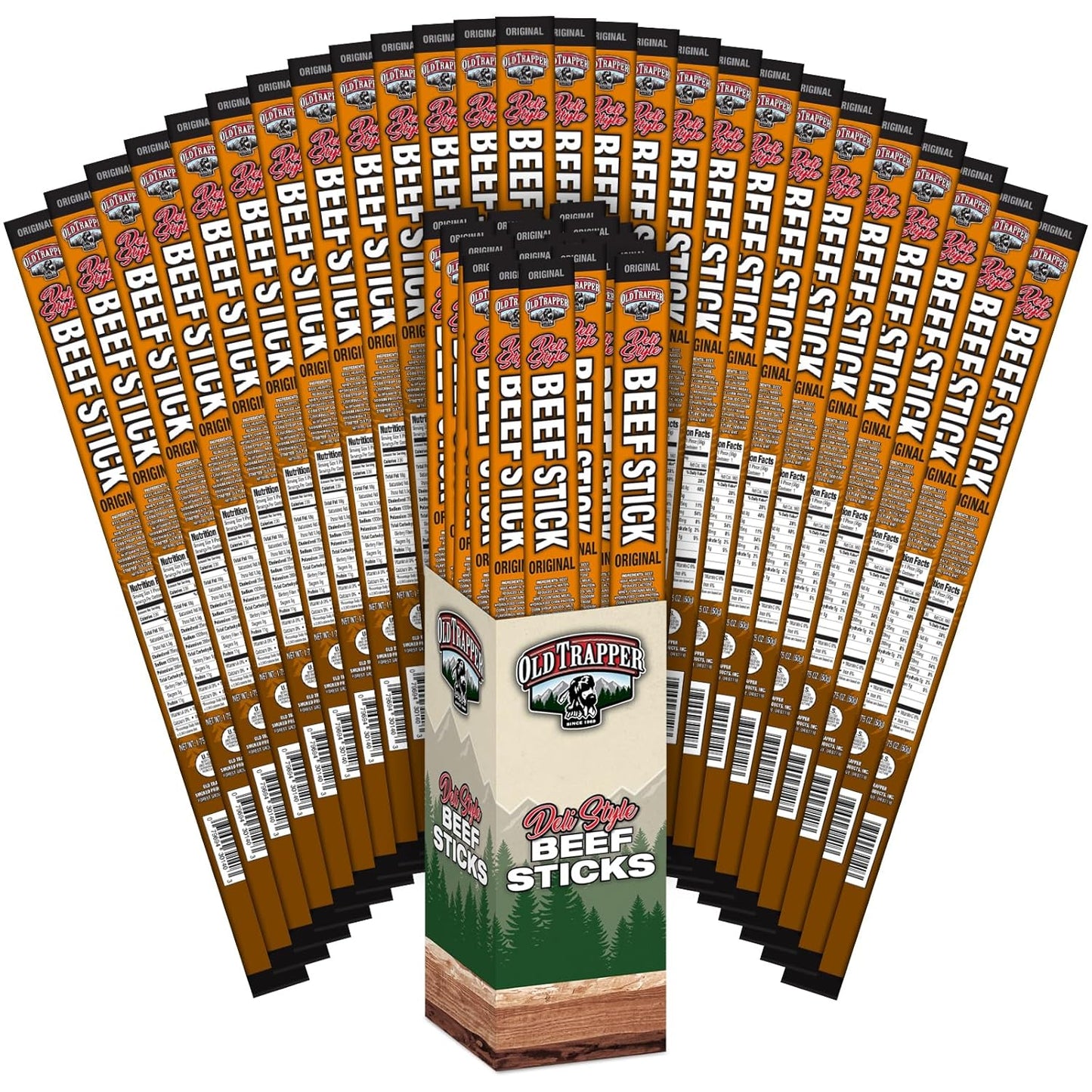 Old Trapper Original Deli-Style Beef Sticks - Protein Packed Snack