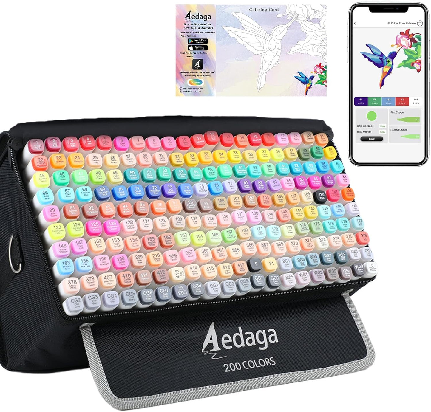 YHC 200 Colors Alcohol Markers for Artists with Free APP Fun
