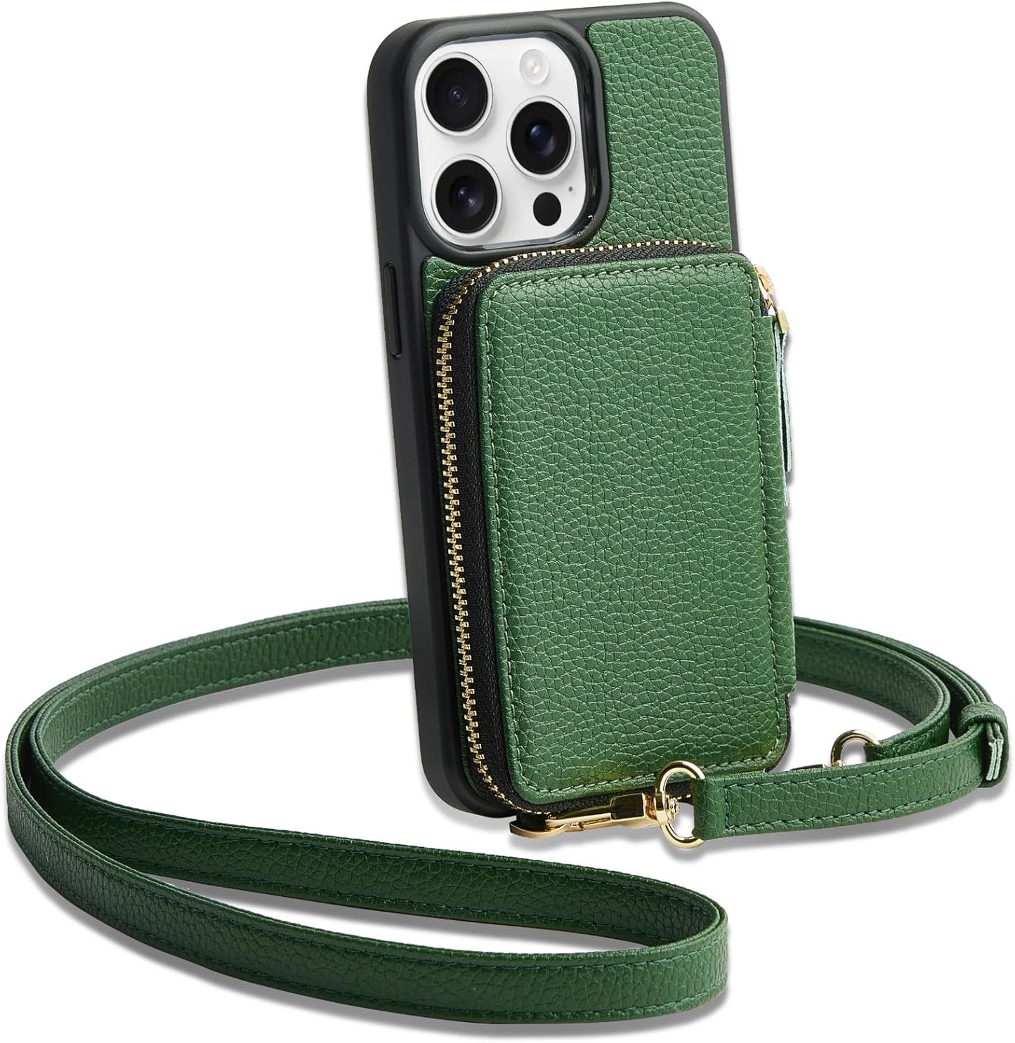 ZVE iPhone 15 Pro Crossbody Wallet Case with RFID Blocking
