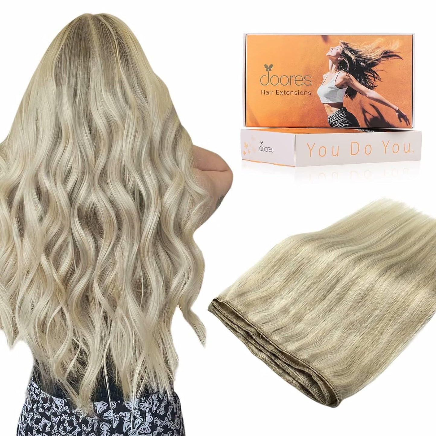 DOORES Weft Hair Extensions for Stunning Ash Blonde Looks