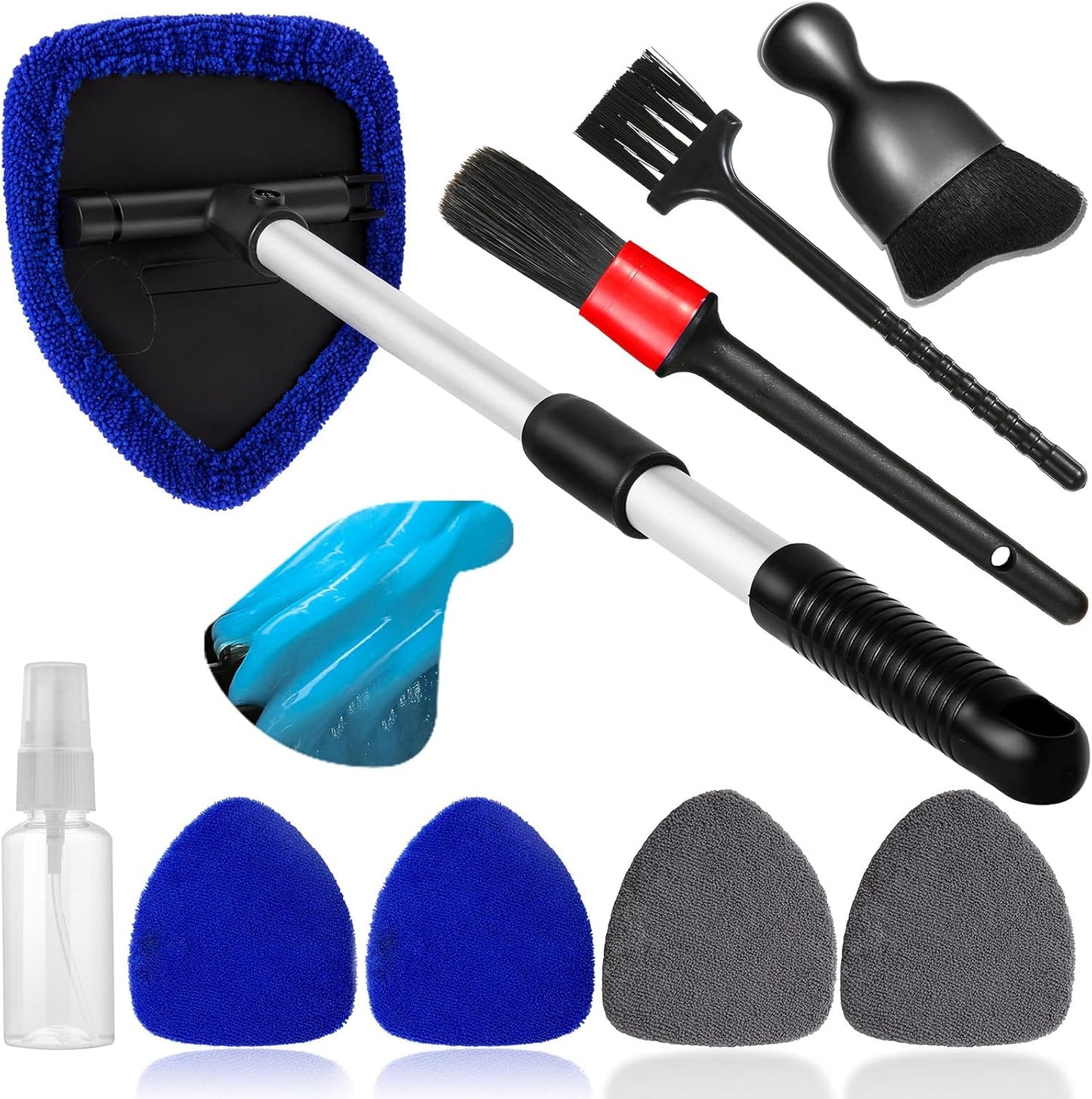 Windshield Cleaner Kit: 10pcs w/ 4 Pads & Spray Bottle