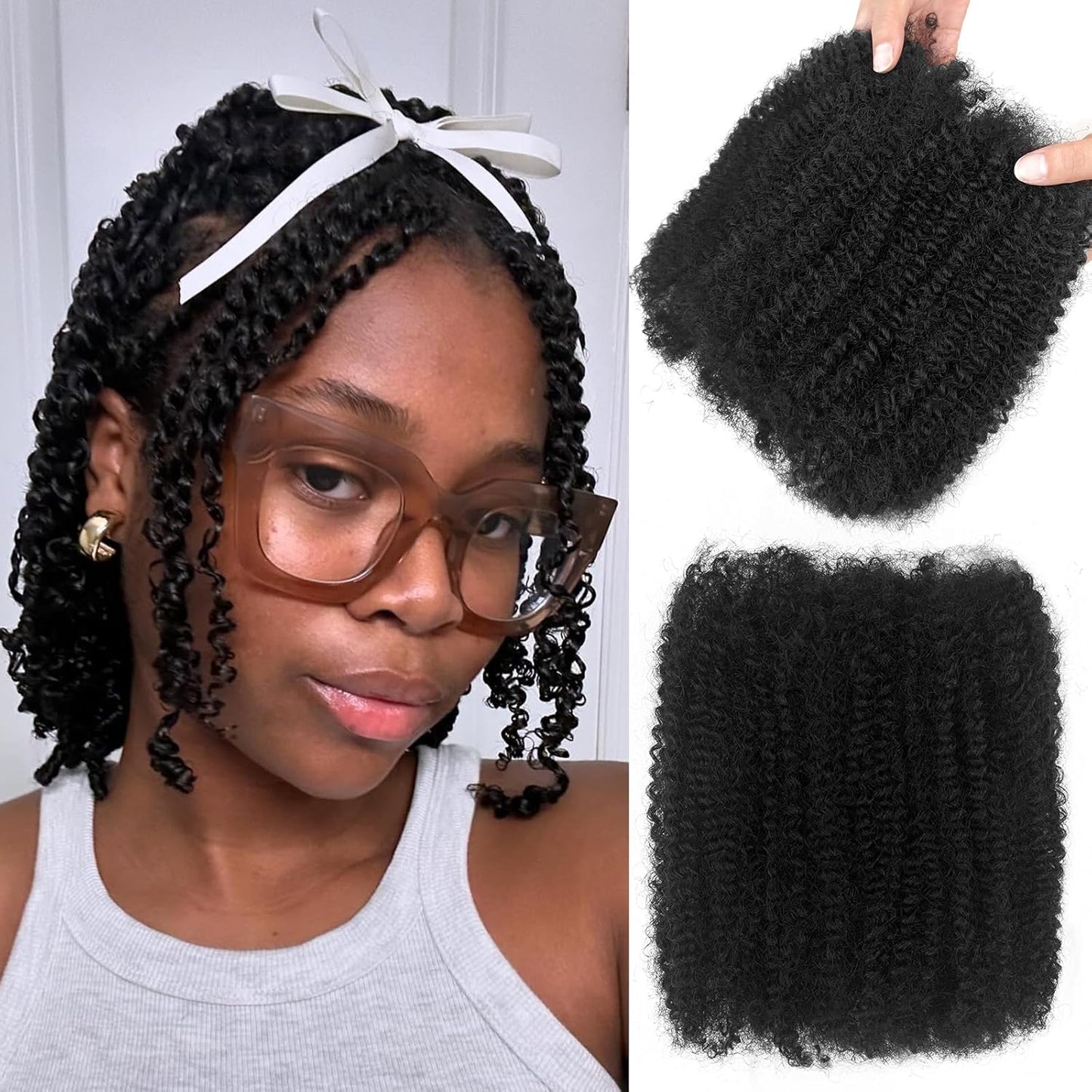 12inch Afro Kinky Bulk Human Hair for Twist Dreadlocks Extensions