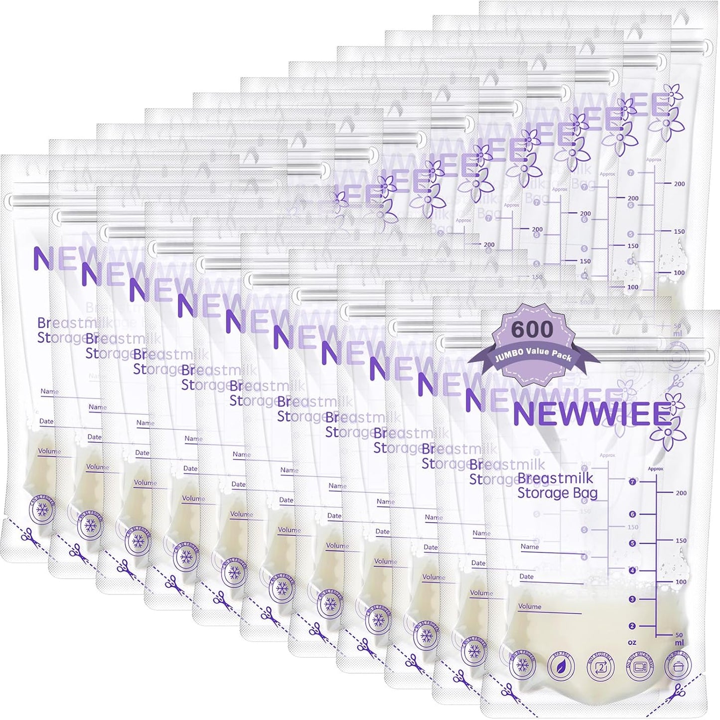 600 Count Breastmilk Storage Bags for Safe Breastfeeding Use