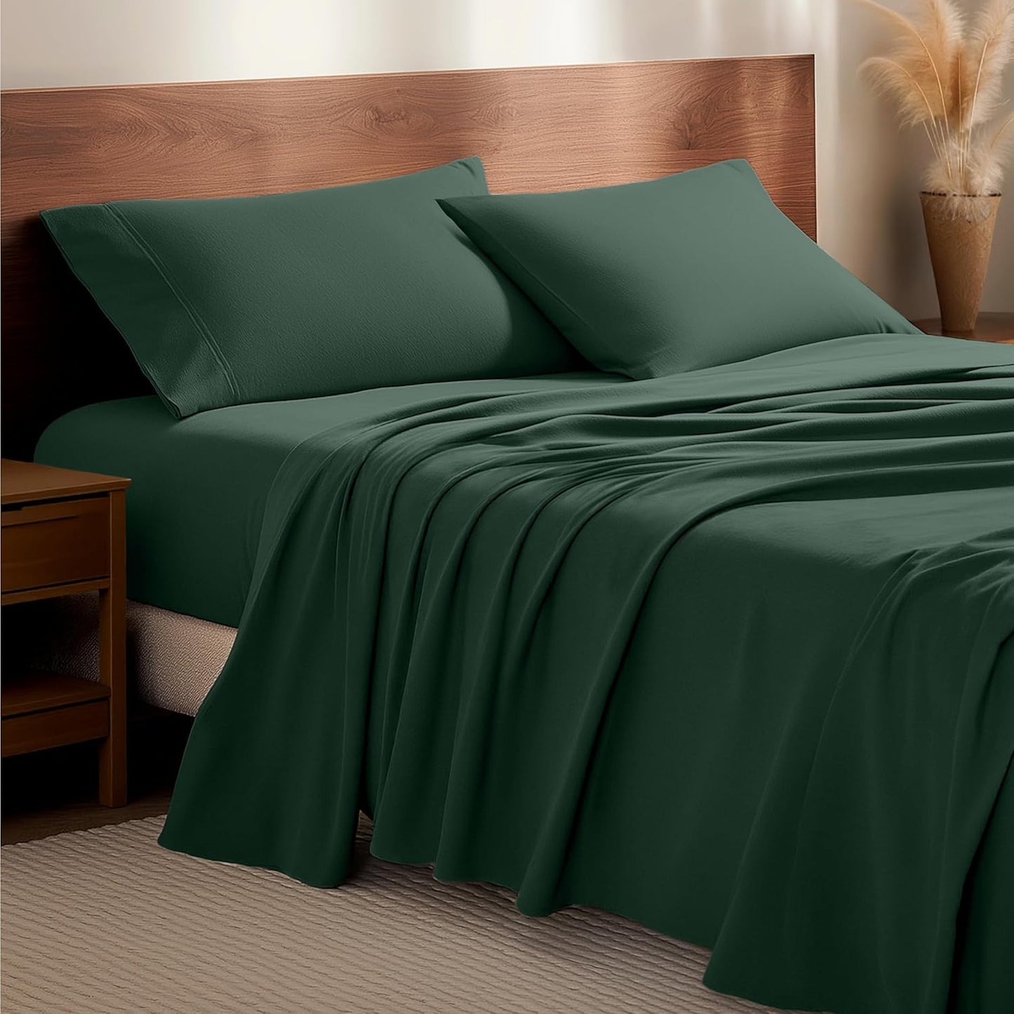 Bare Home Flannel Sheet Set - Soft Cotton Queen Size Sheets