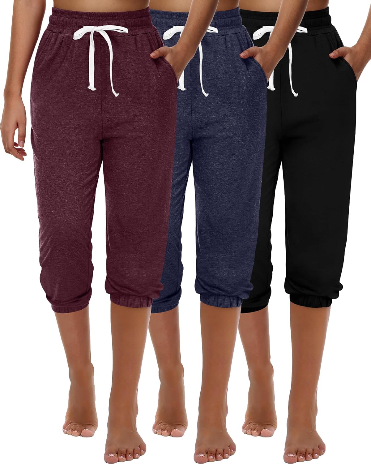 Ficerd Women's Capri Sweatpants Joggers for Summer Comfort