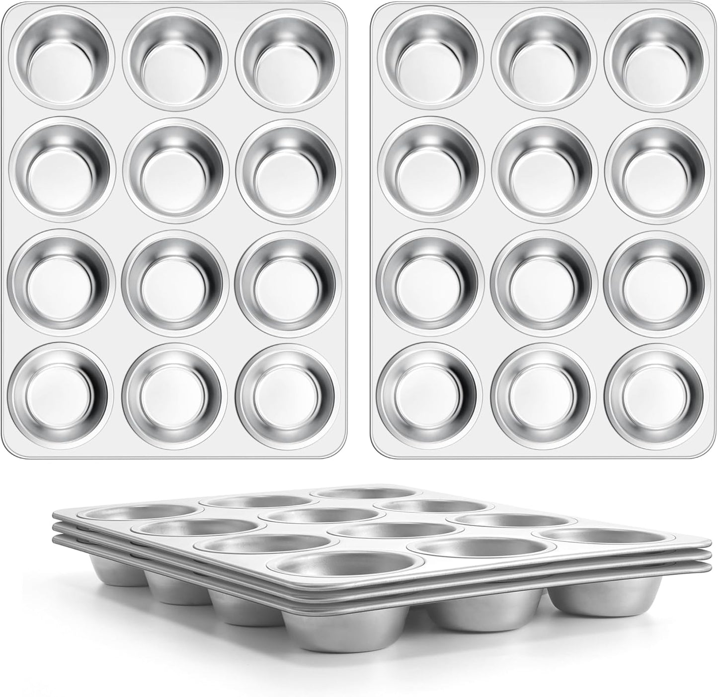 E-far Stainless Steel Muffin Pan Set for Healthy Baking Needs