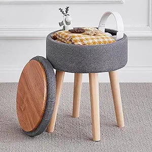 Mxfurhawa Round Storage Ottoman Foot Stool for Living Room