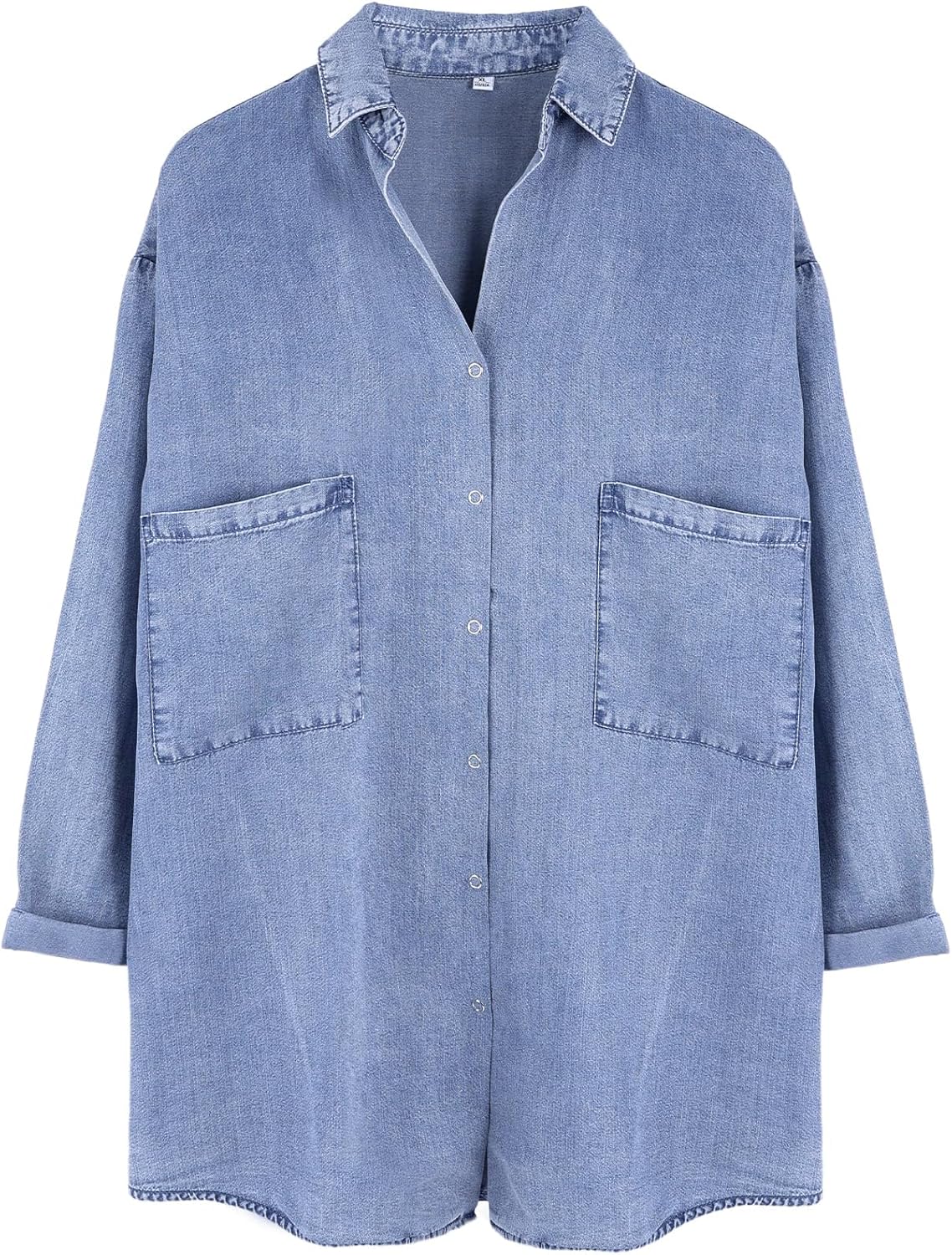 Yimoon Womens Denim Shirt Chambray Blue Button Down Top