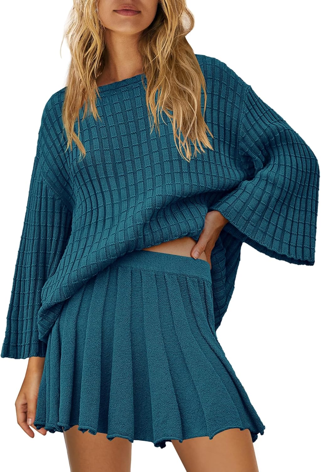 Yanekop Womens 2 Piece Sweater Skirt Set for Cozy Comfort