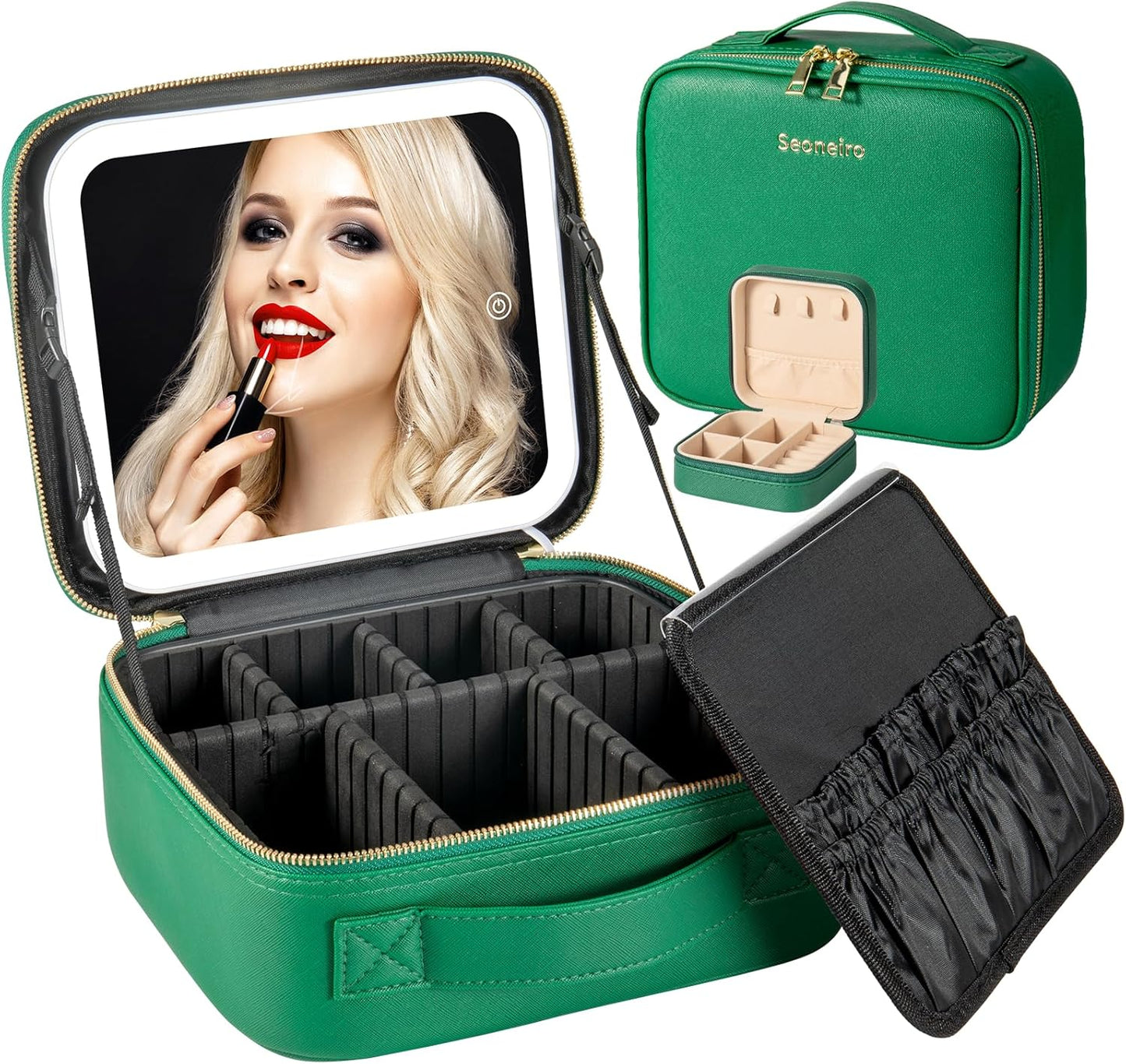Makeup Travel Bag with LED Lighted Mirror for Easy Use