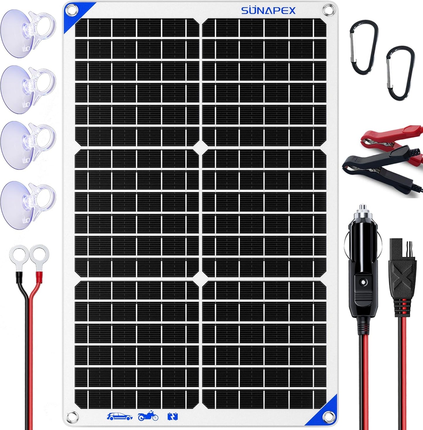 SUNAPEX Solar Battery Charger Maintainer for 12V Vehicles